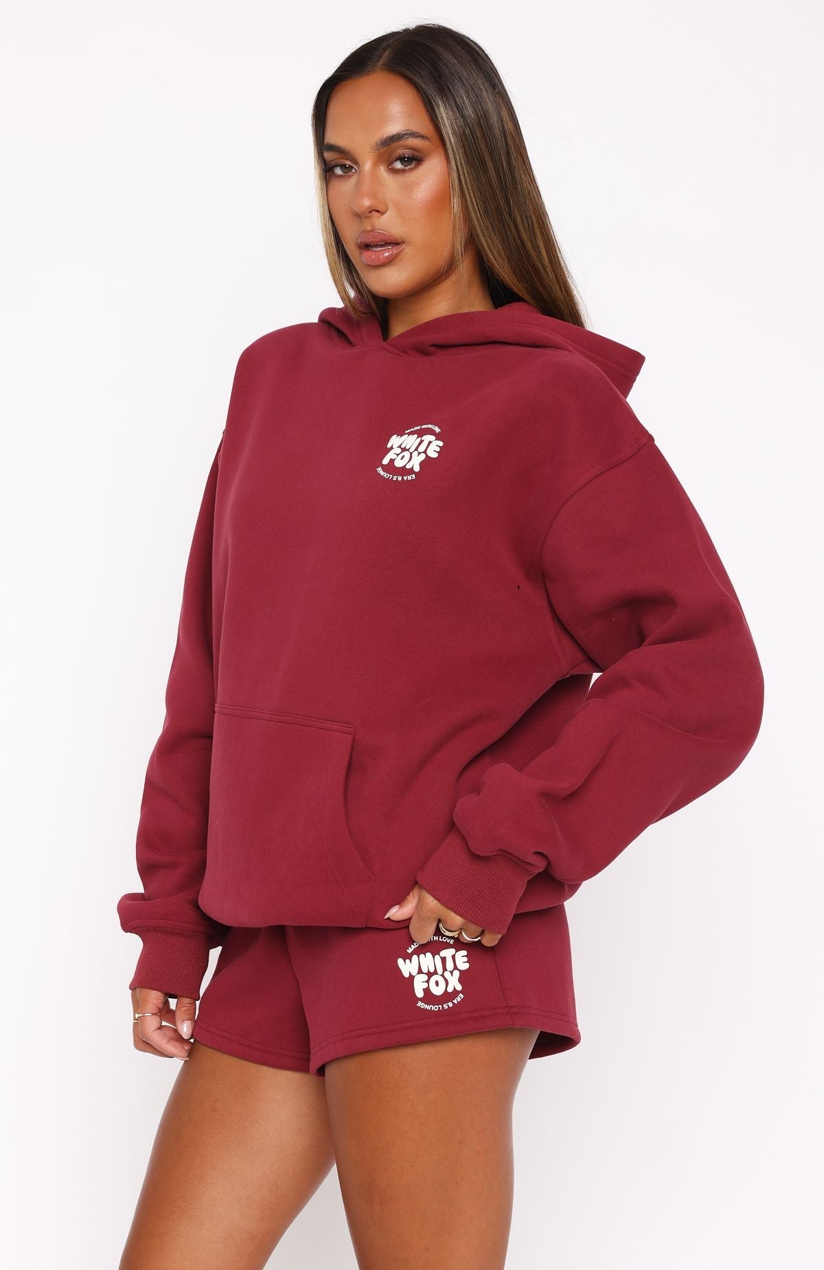 With Love For You Oversized Hoodie BurgundyXS/S