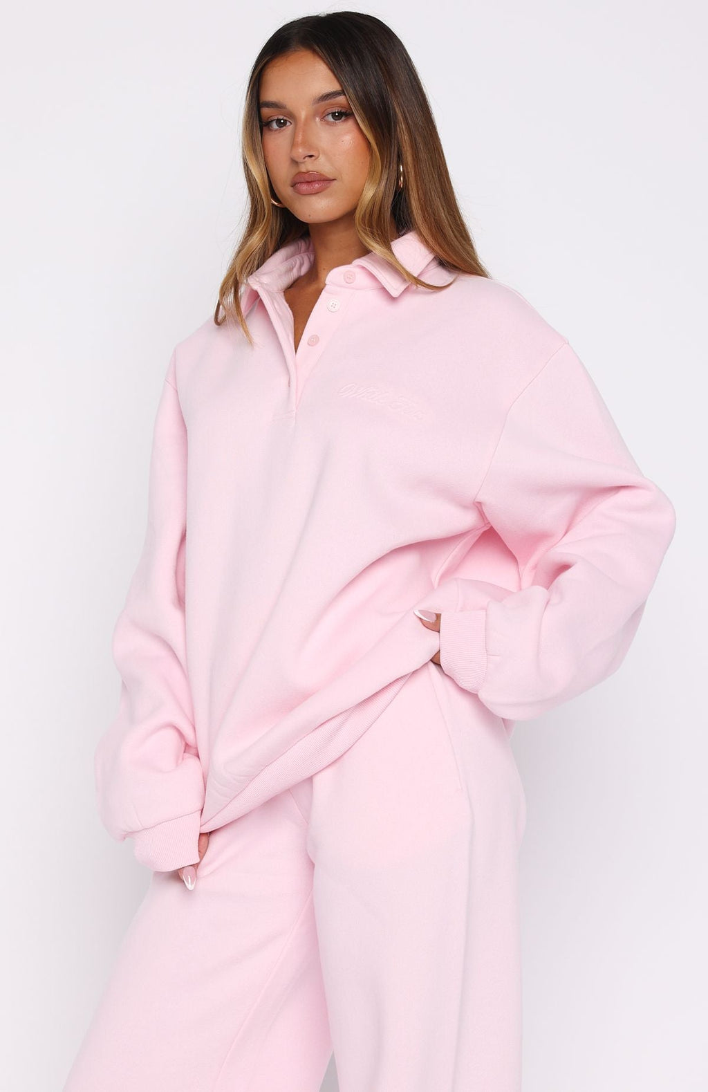 Chill Moves Oversized Henley Sweater PinkS/M