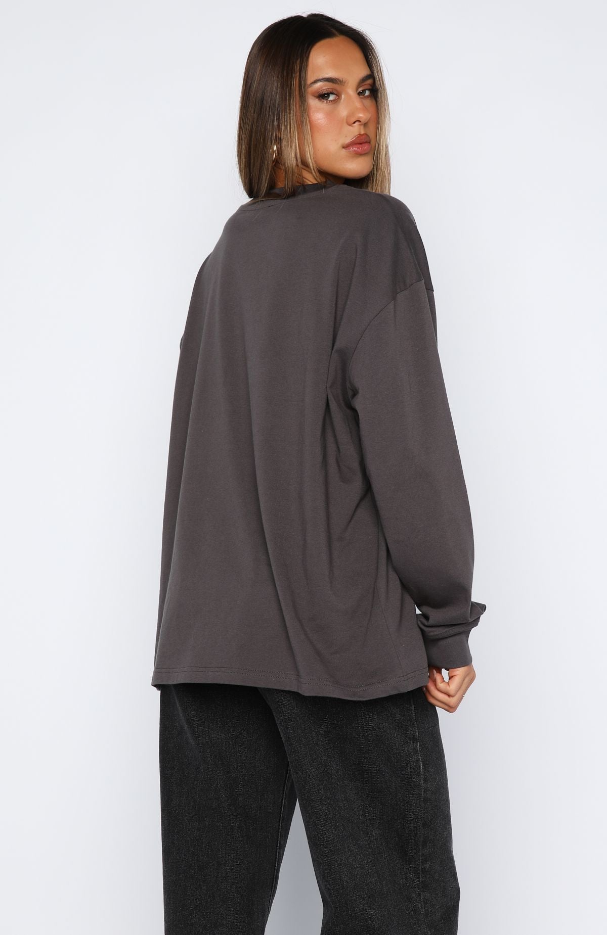 Feel The Vibe Long Sleeve Tee CharcoalM/L