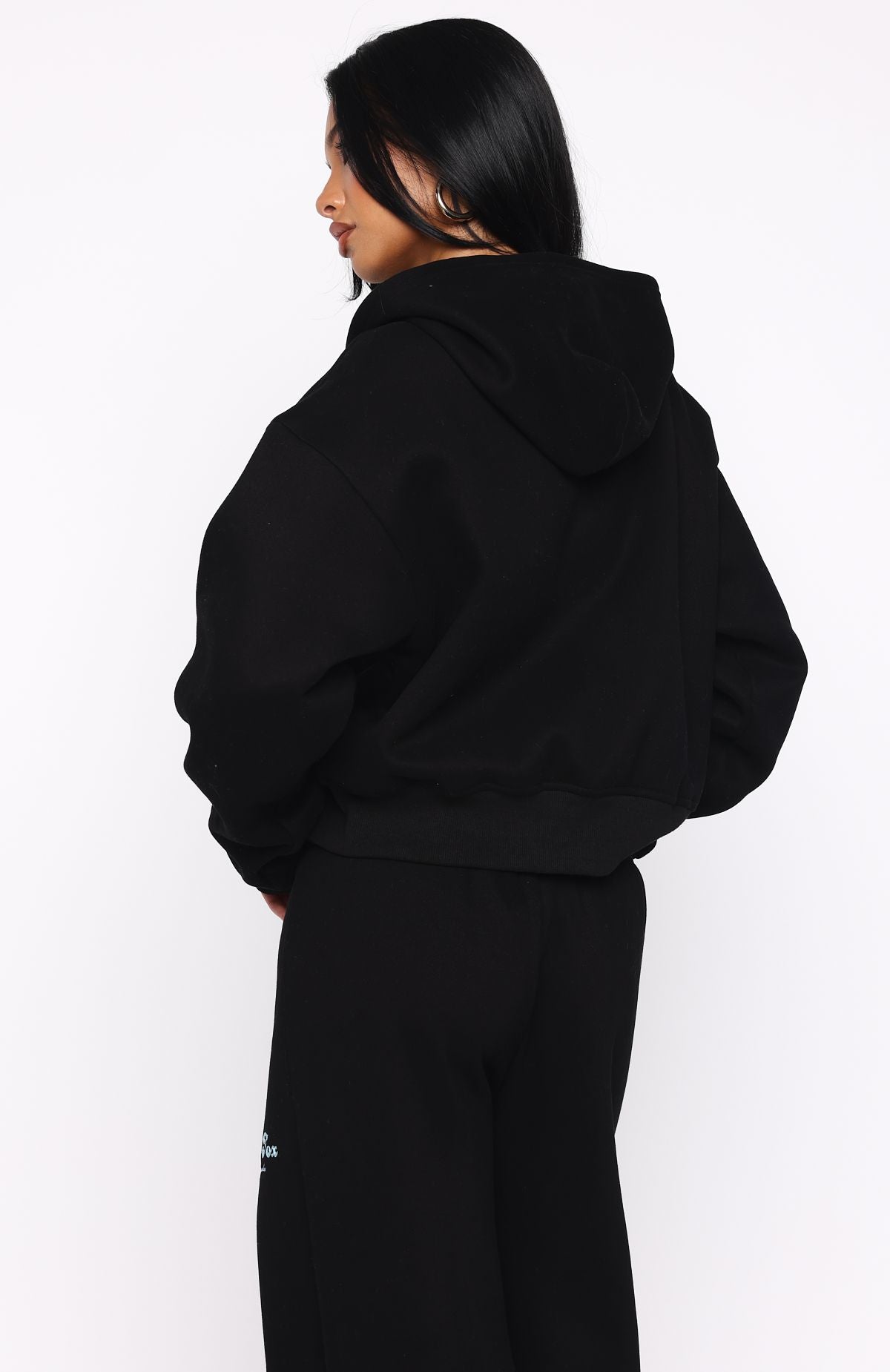 Through Thick And Thin Boxy Zip Front Hoodie BlackS/M