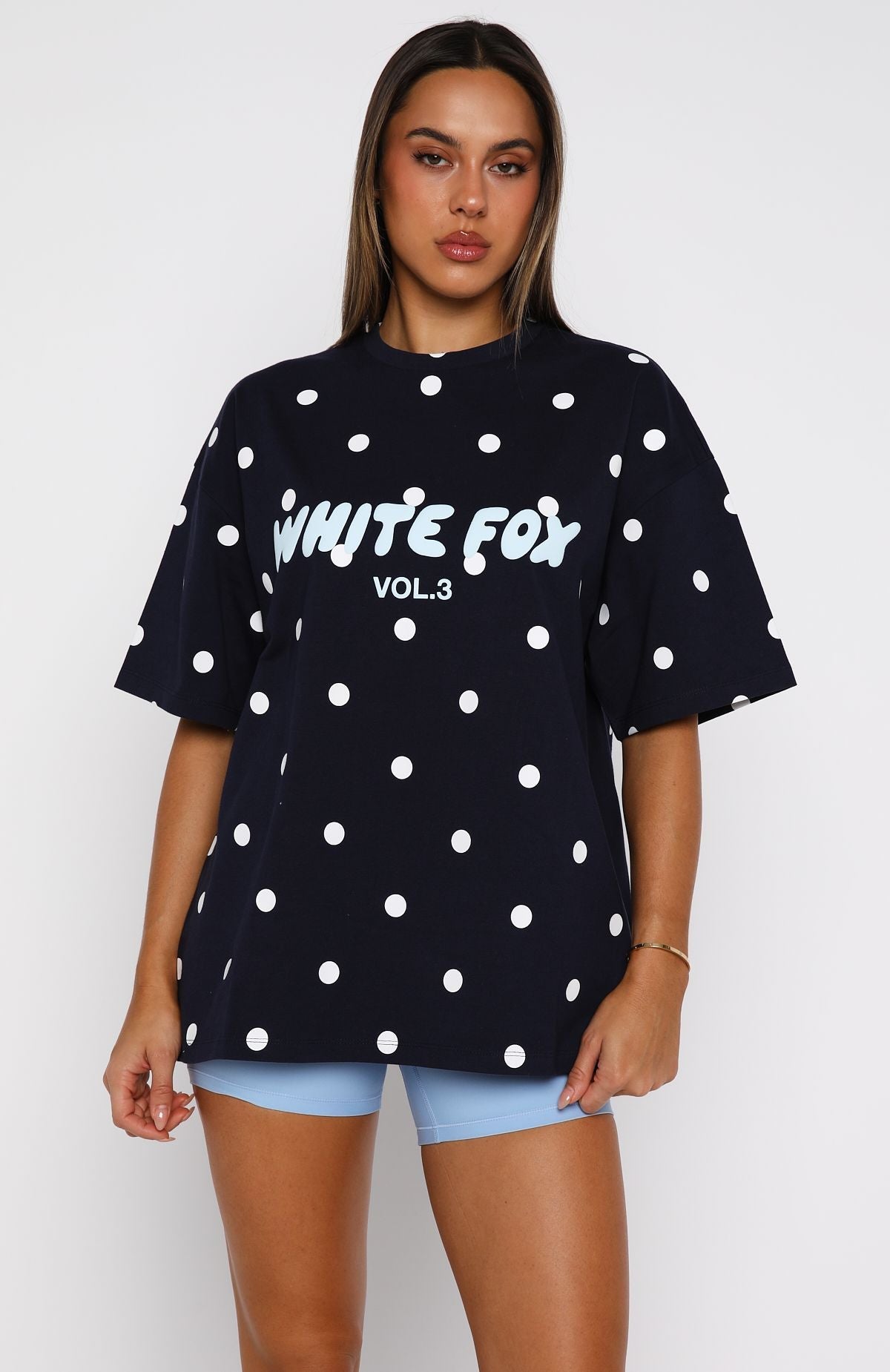 Offstage Printed Oversized Tee Navy Polka DotXXS/XS
