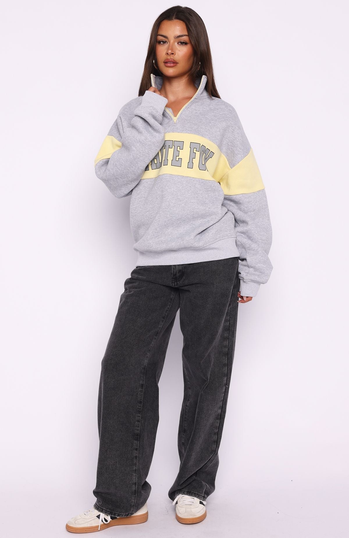 Show Yourself Zip Front Sweater Dark Grey MarleL/XL