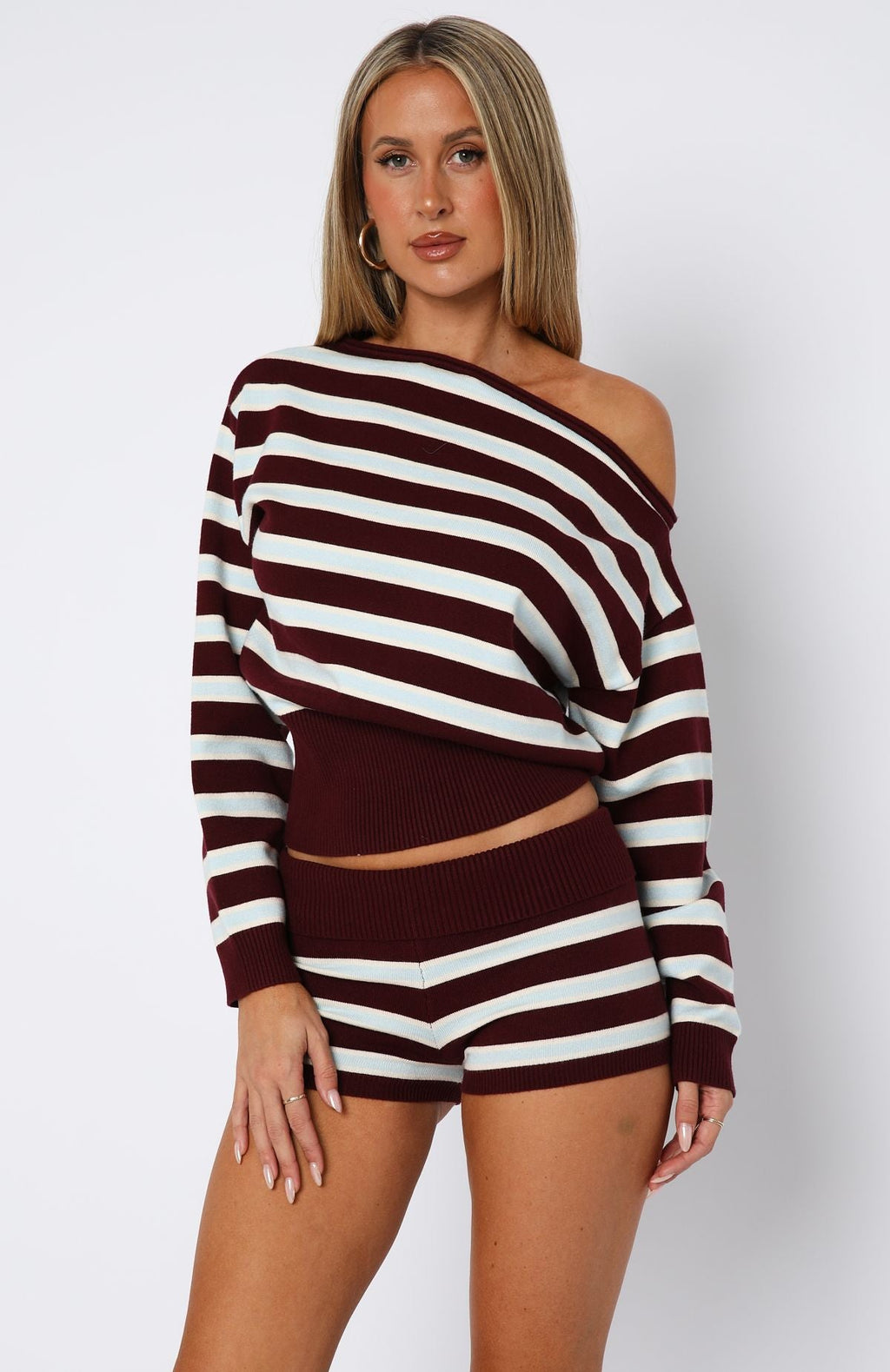 Everything To Everybody Sweater Burgundy StripeS/M