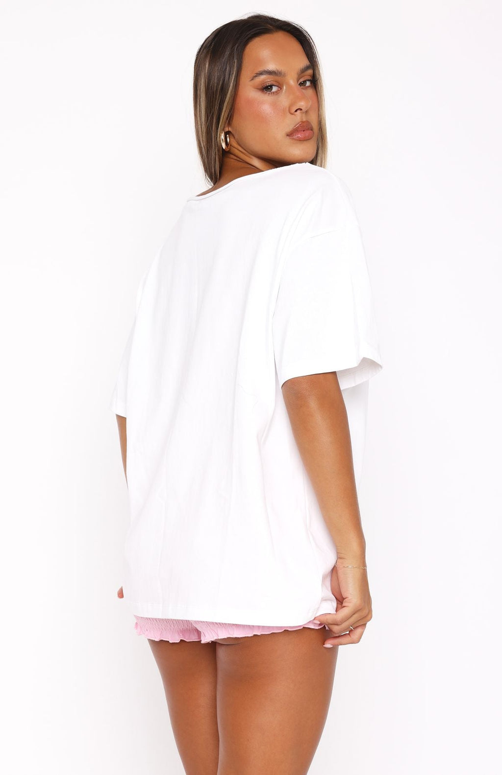 Trial Run Off Shoulder Oversized Tee WhiteS/M