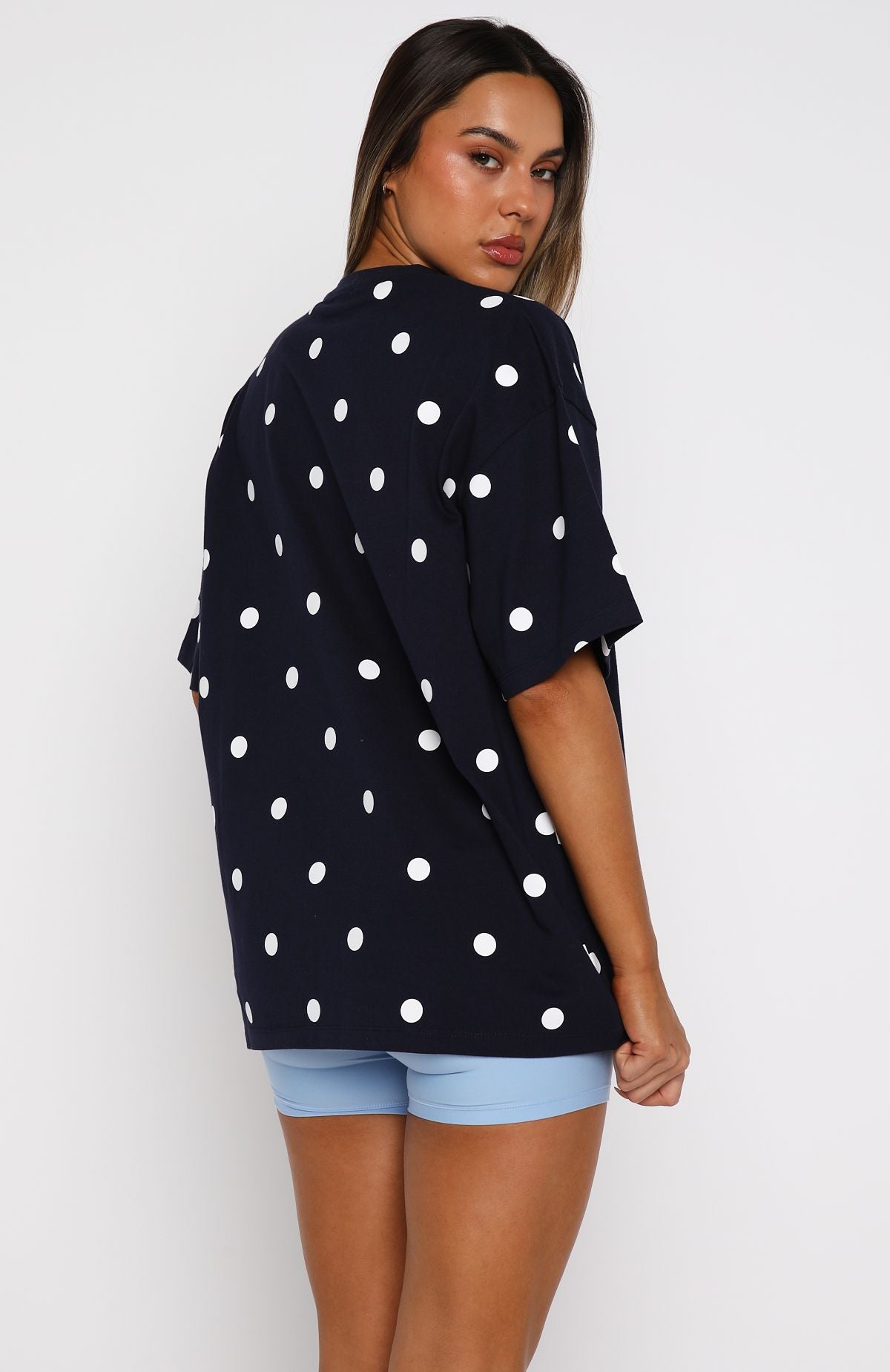 Offstage Printed Oversized Tee Navy Polka DotS/M
