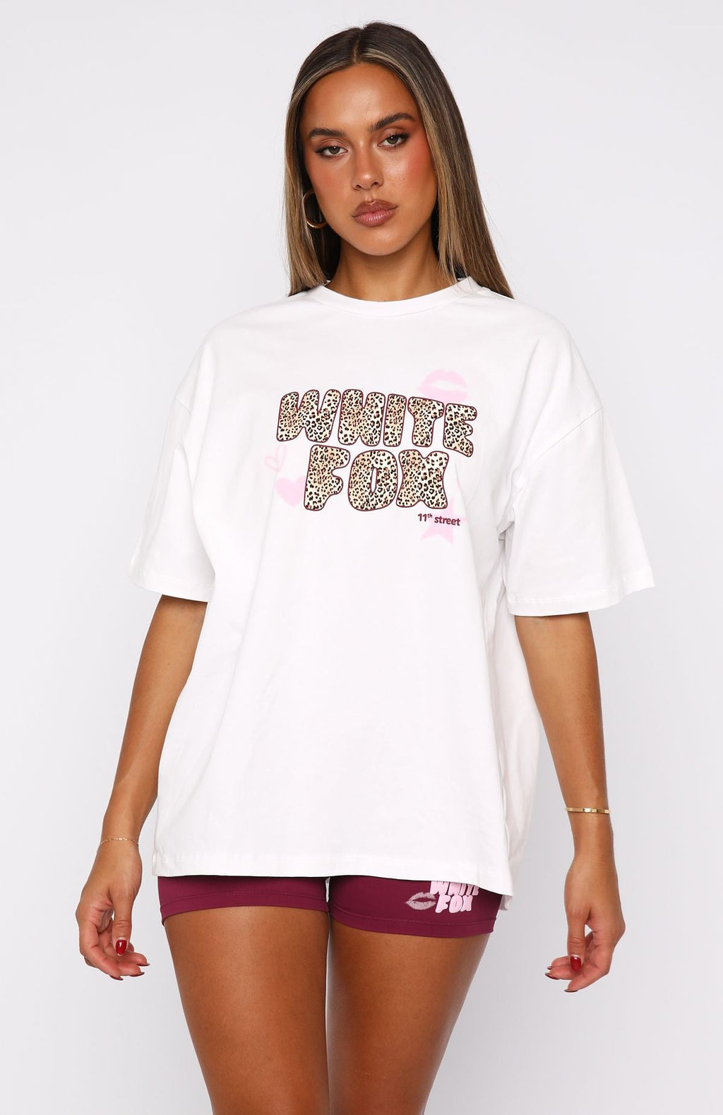 11th Street She's So Lucky Oversized Tee Leopard SpliceXXS/XS