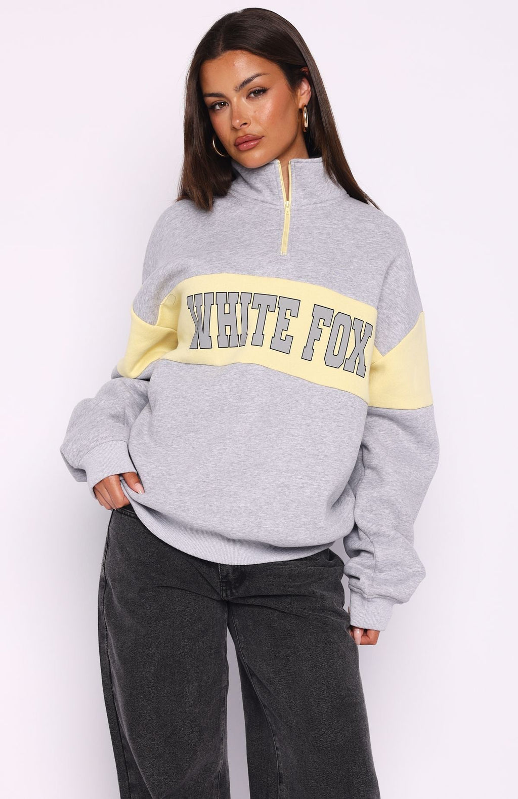 Show Yourself Zip Front Sweater Dark Grey MarleXS/S