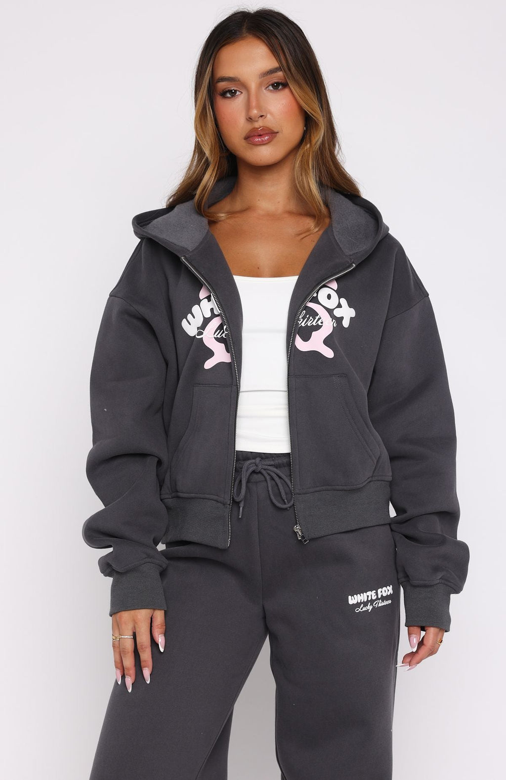 Lucky Thirteen Audrina Boxy Zip Front Hoodie VolcanicM/L