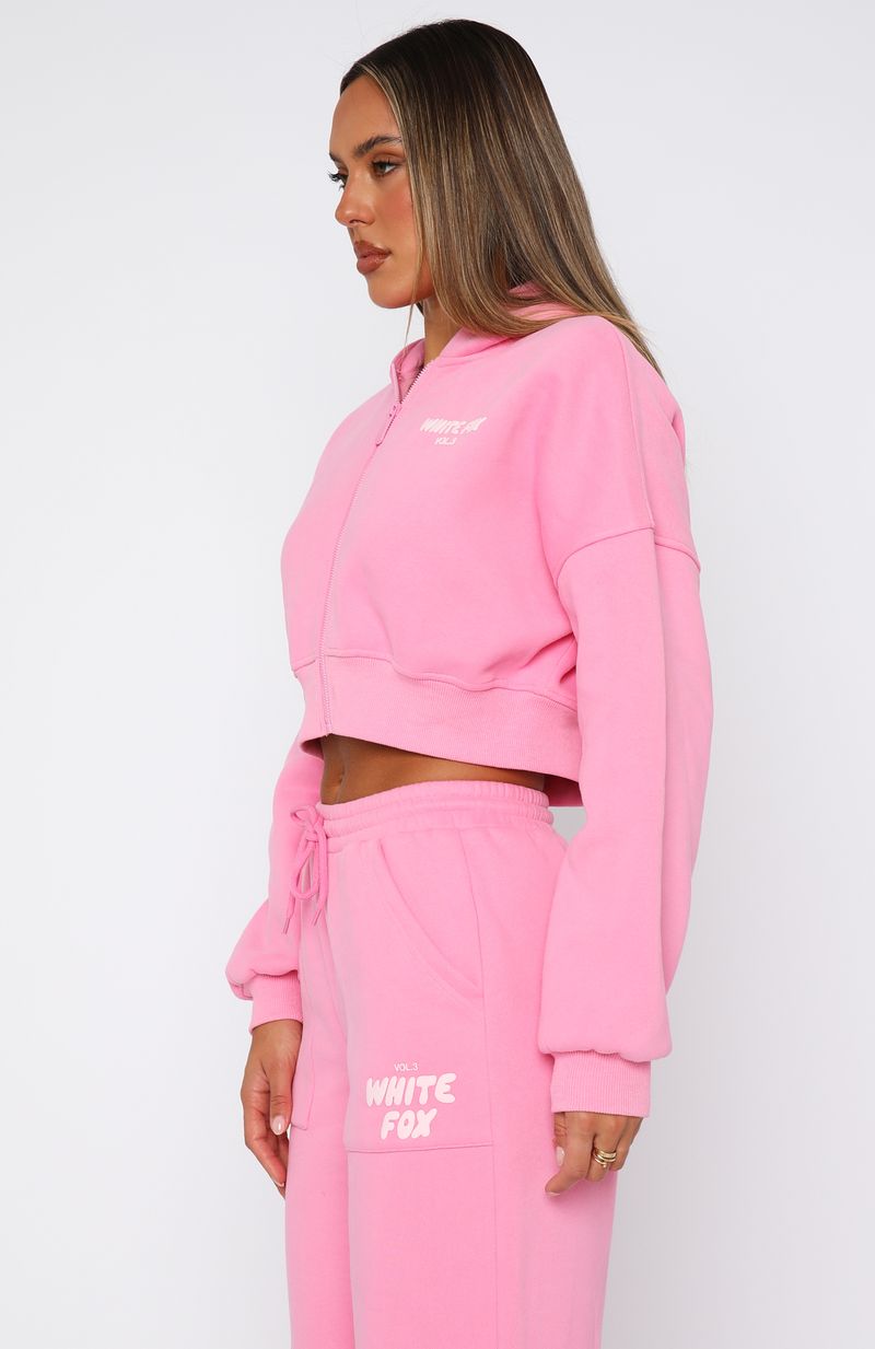 Offstage Cropped Zip Hoodie BubblegumS/M