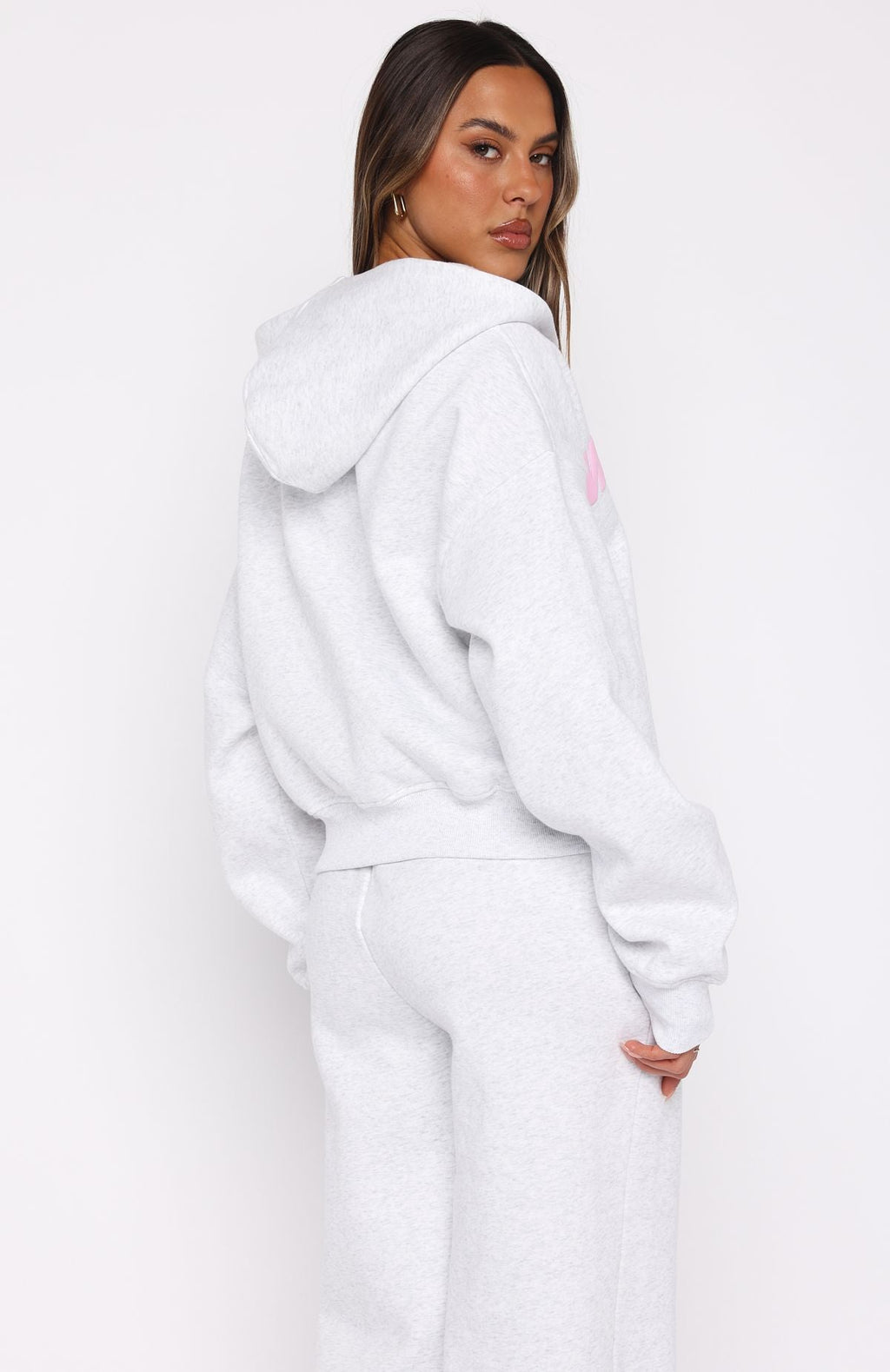 From The Archives Kenzie Boxy Zip Front Hoodie Grey MarleS/M