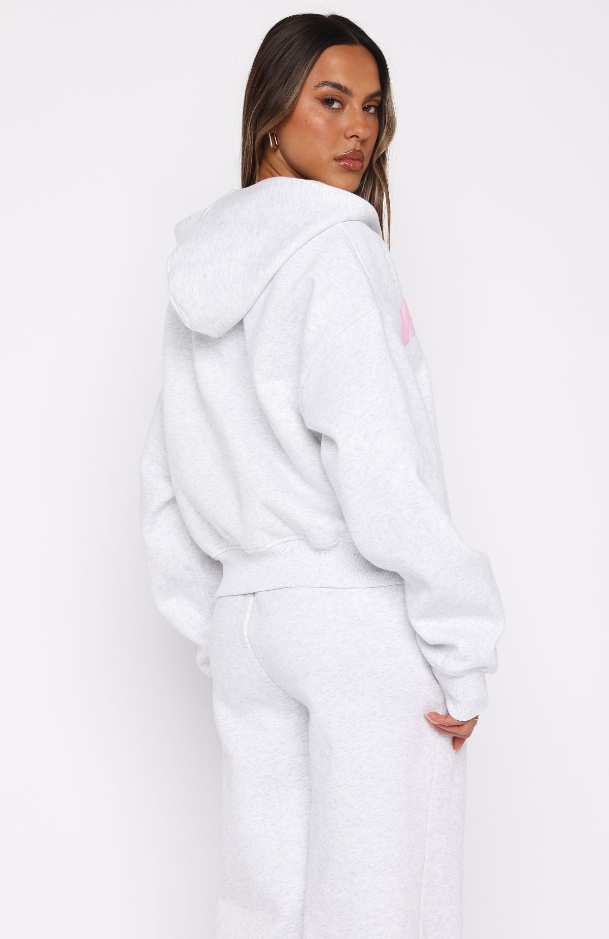 From The Archives Kenzie Boxy Zip Front Hoodie Grey MarleS/M