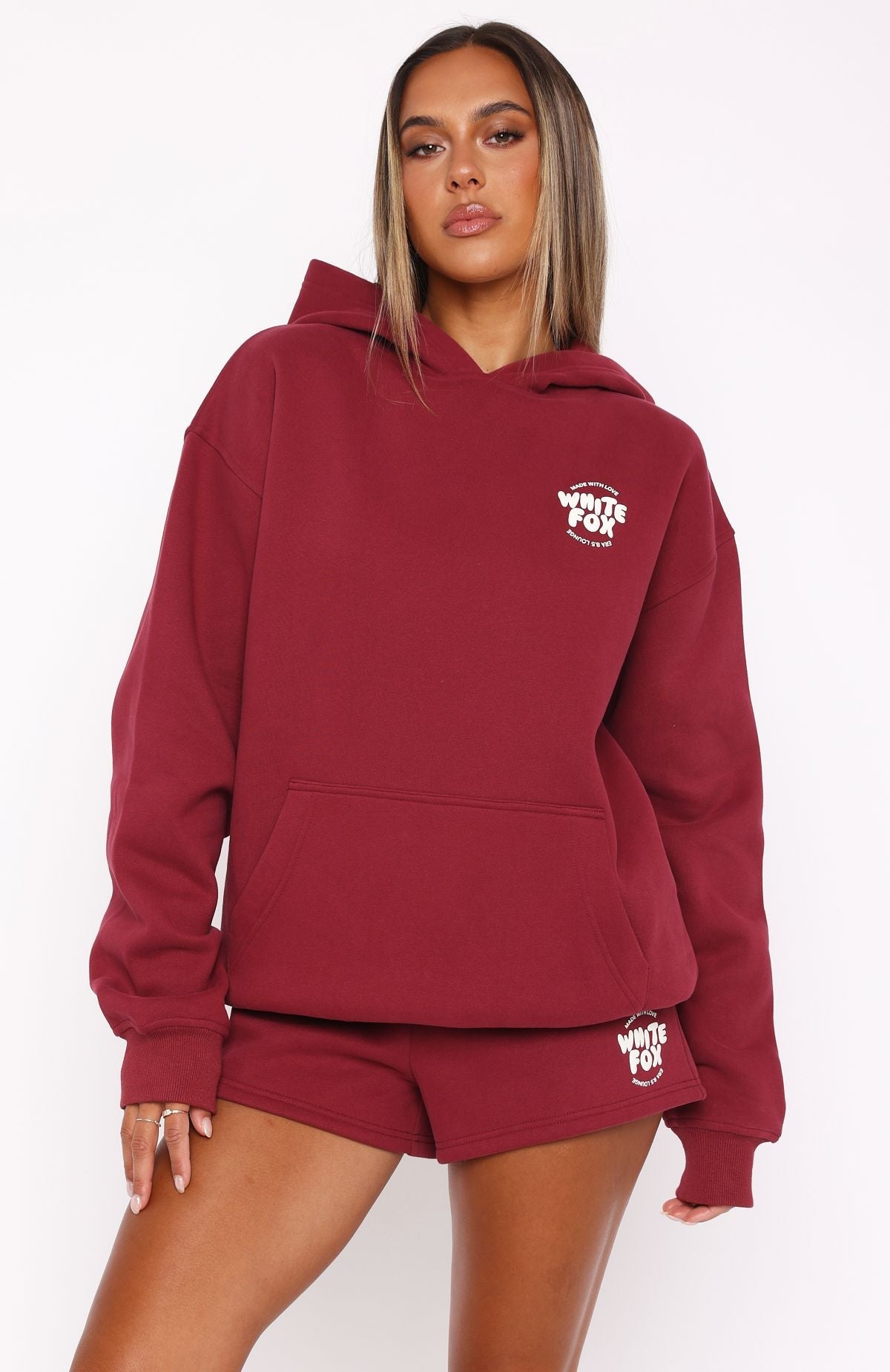 With Love For You Oversized Hoodie BurgundyL/XL