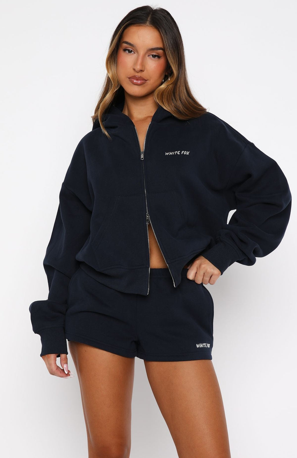 Test Drive Boxy Zip Front Hoodie Dark NavyXXS/XS