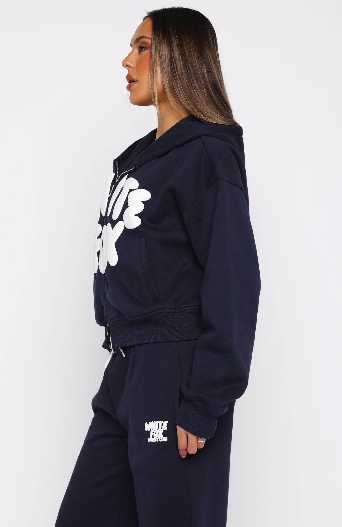 Club 14 Allie Boxy Zip Front Hoodie NavyM/L