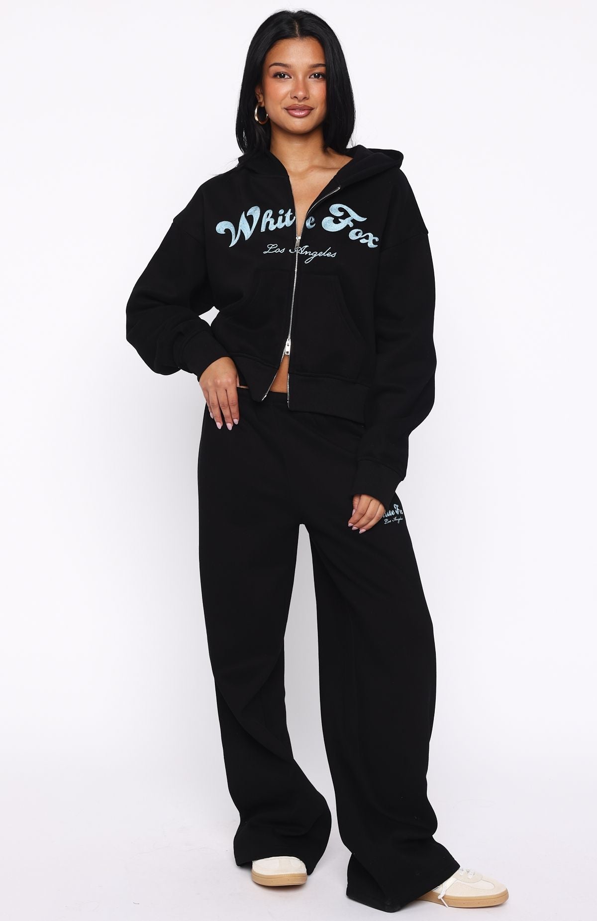 Through Thick And Thin Boxy Zip Front Hoodie BlackM/L