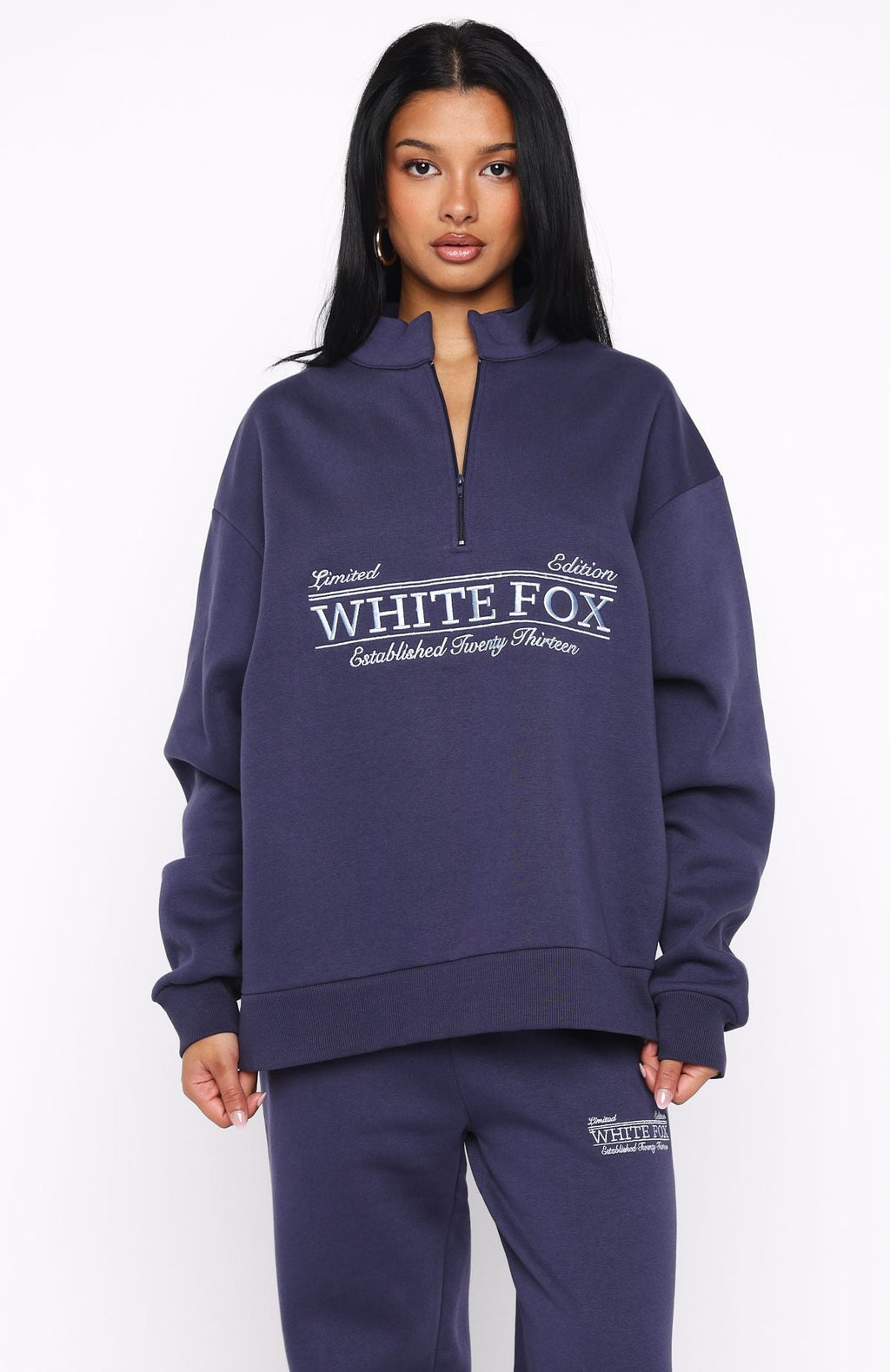 Standing My Ground Zip Front Sweater NavyXS/S