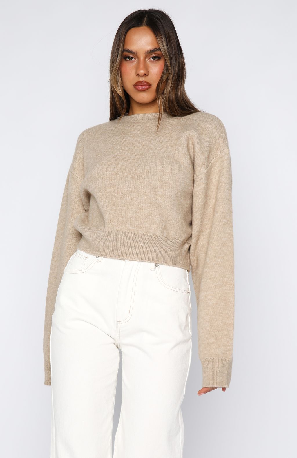 Can't Help Falling Knit Sweater BeigeS/M