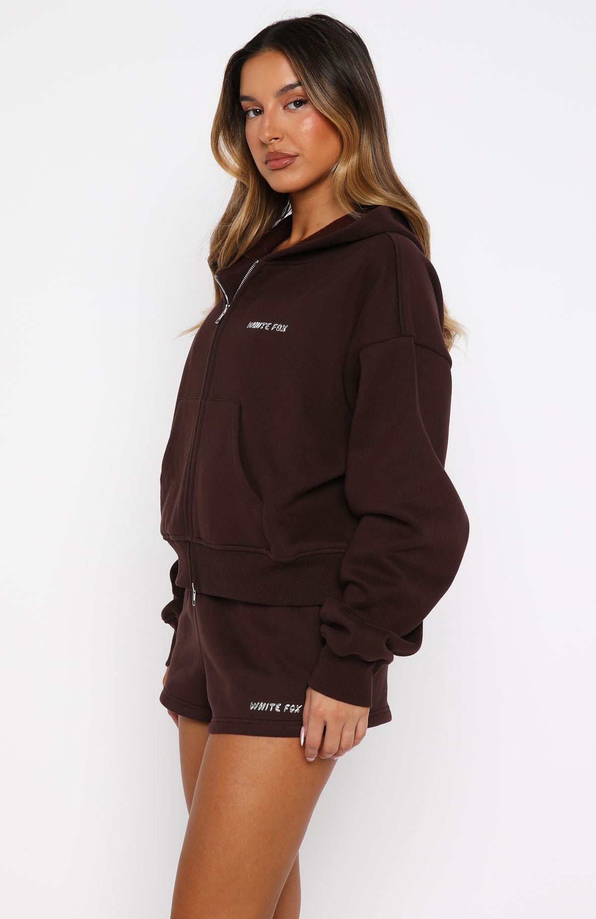 Test Drive Boxy Zip Front Hoodie ChocolateXS/S