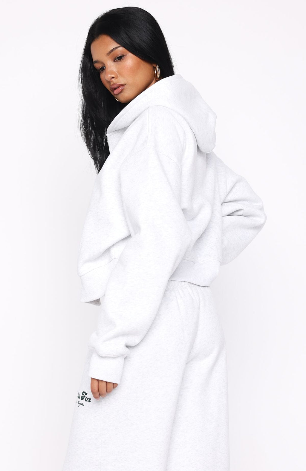 Through Thick And Thin Boxy Zip Front Hoodie Grey MarleS/M