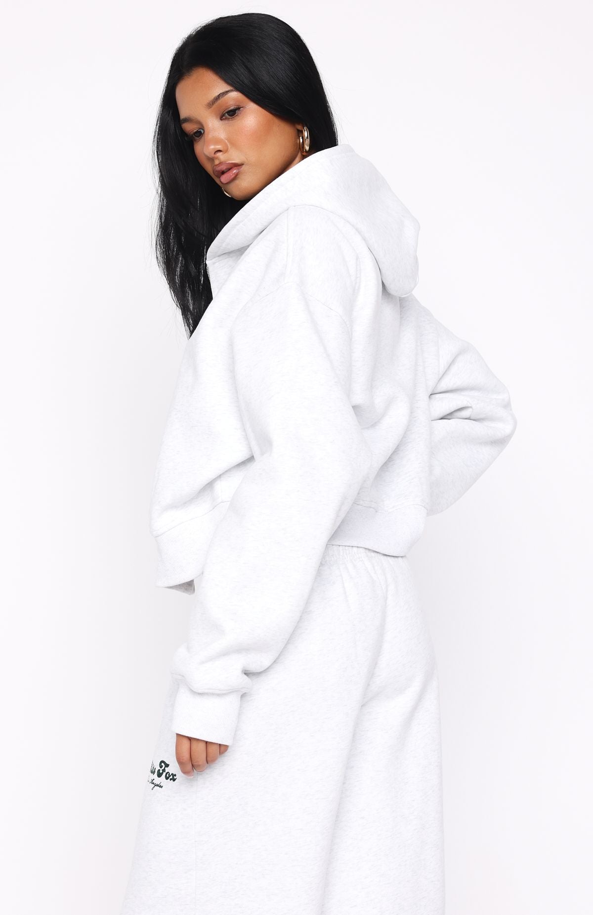 Through Thick And Thin Boxy Zip Front Hoodie Grey MarleS/M