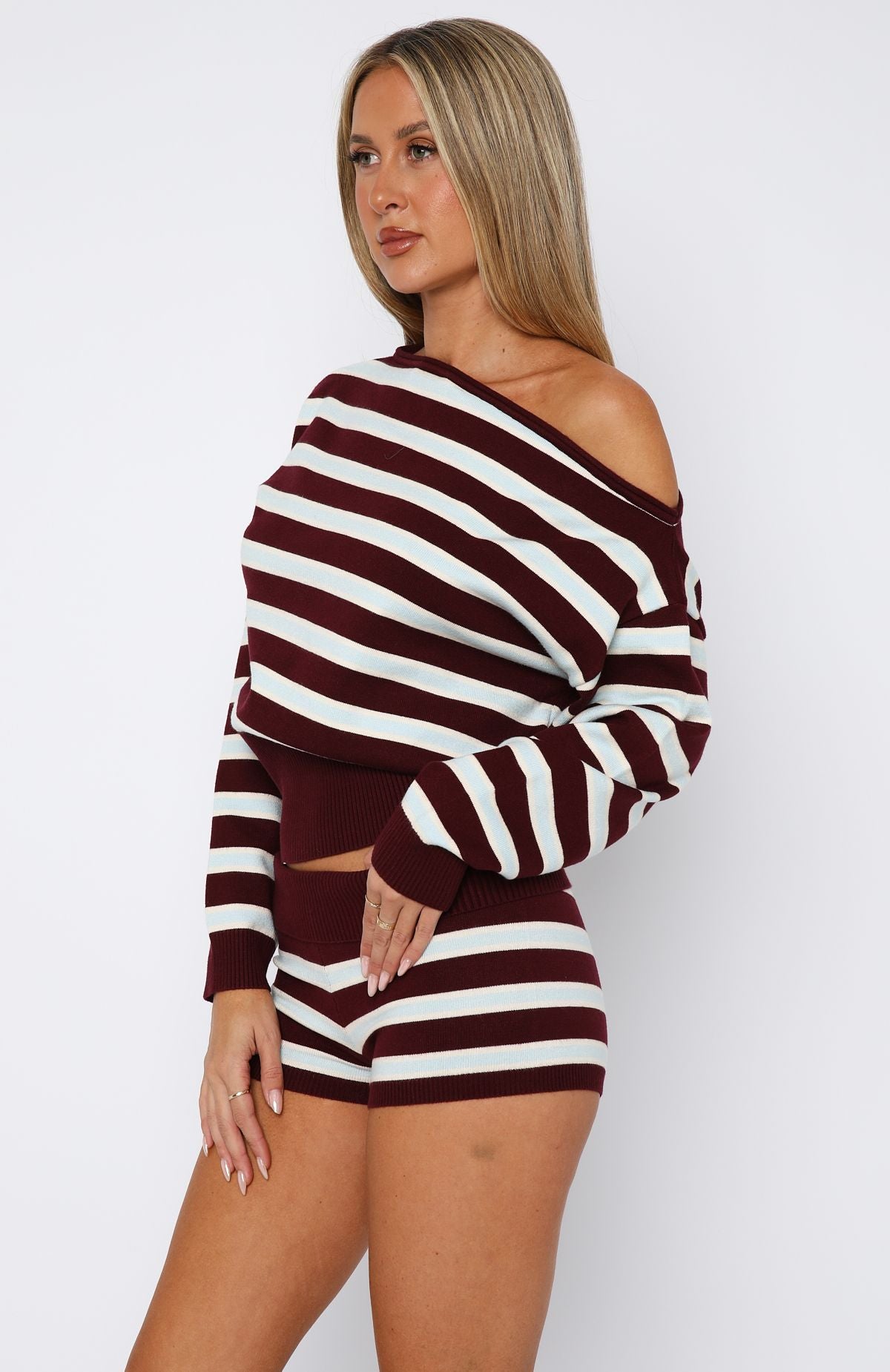 Everything To Everybody Sweater Burgundy StripeM/L