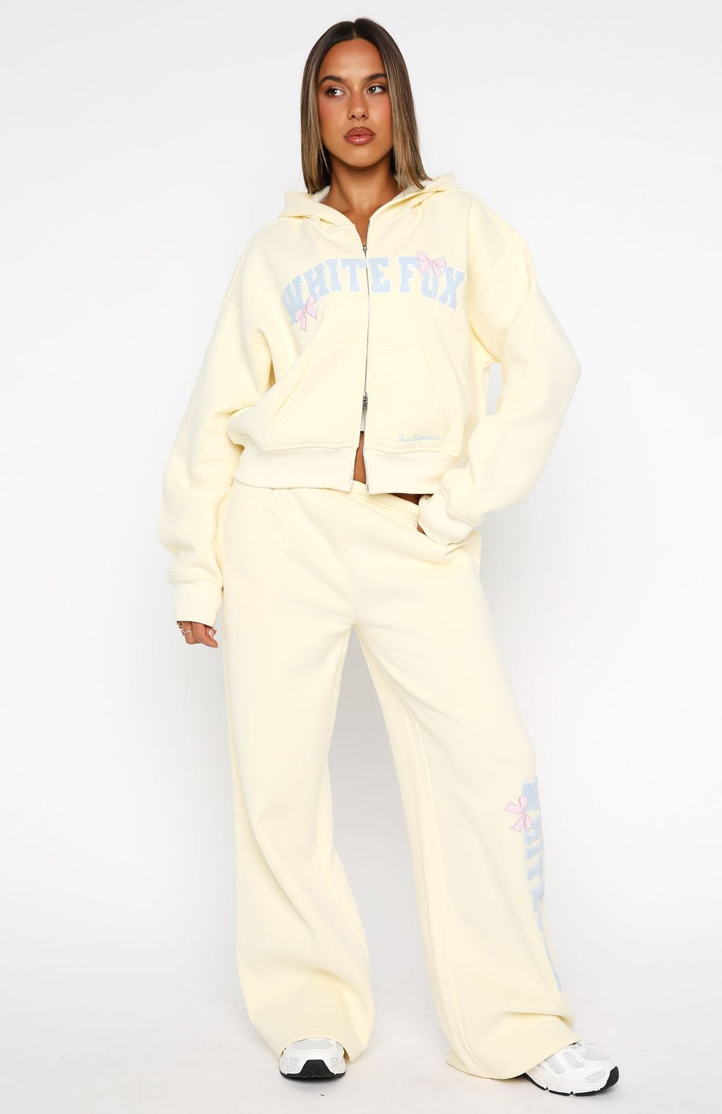 Daydreamers Madeline Boxy Zip Front Hoodie LemonM/L