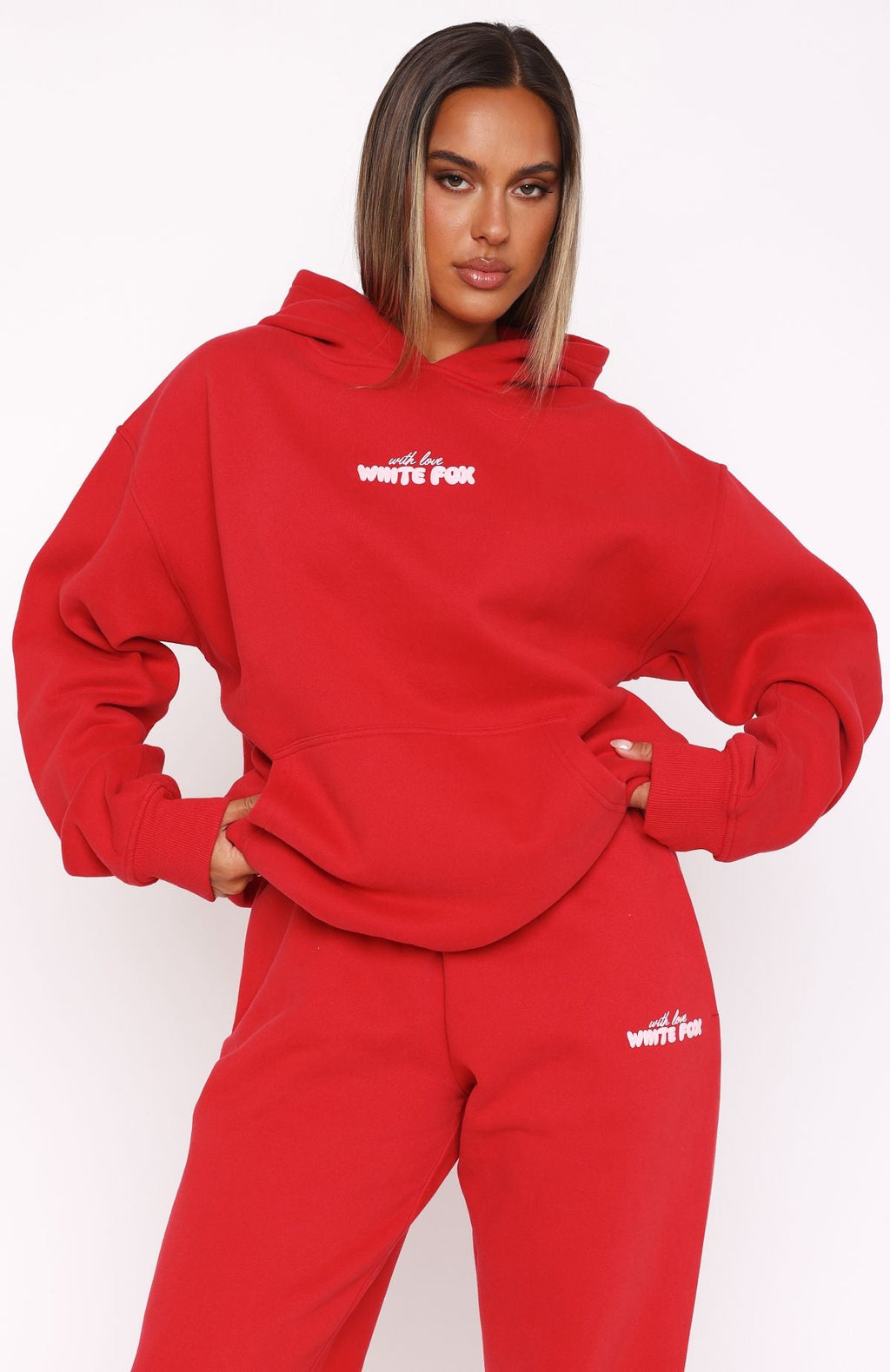 With Love In The Moment Oversized Hoodie RedL/XL