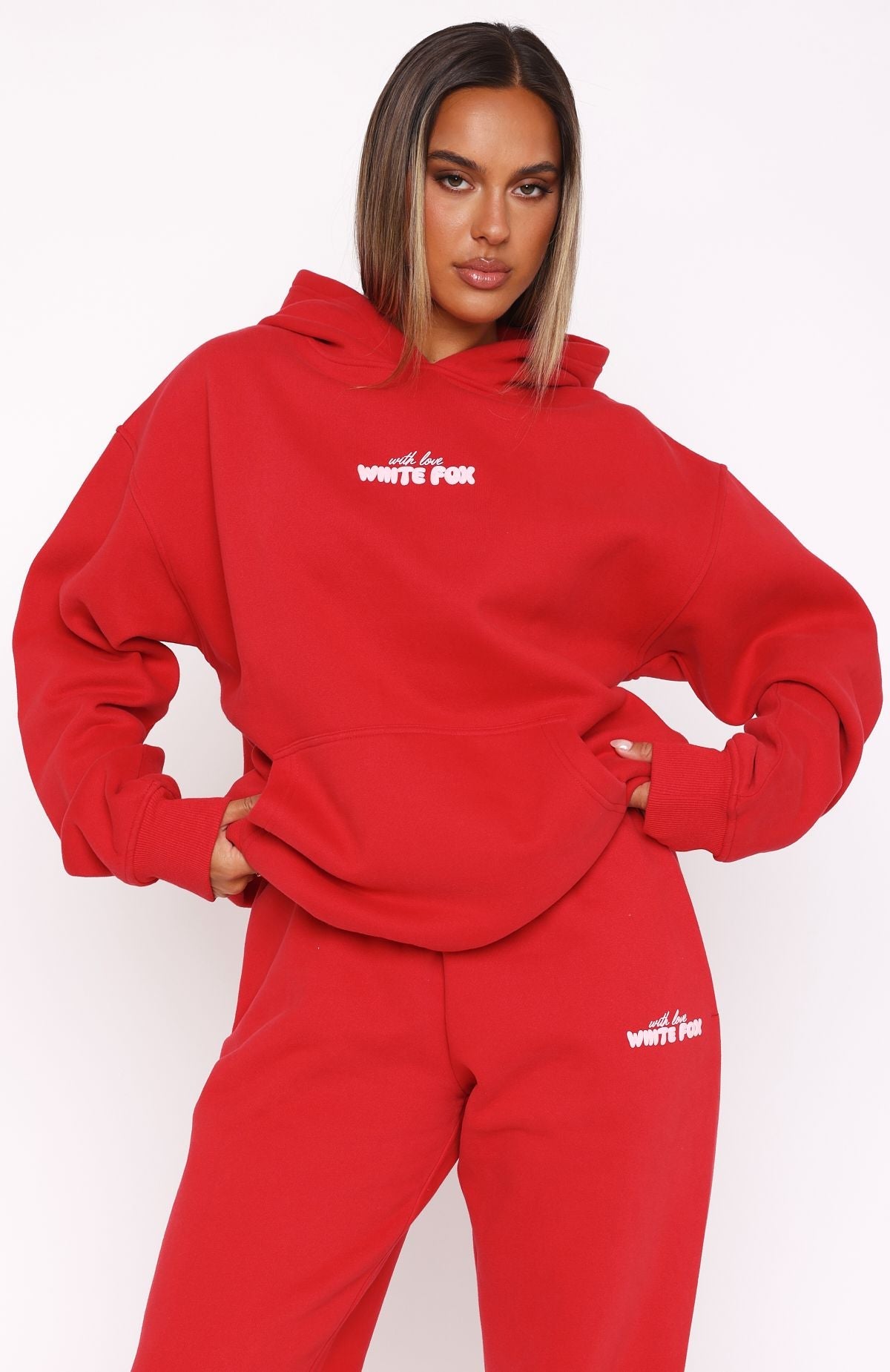With Love In The Moment Oversized Hoodie RedL/XL