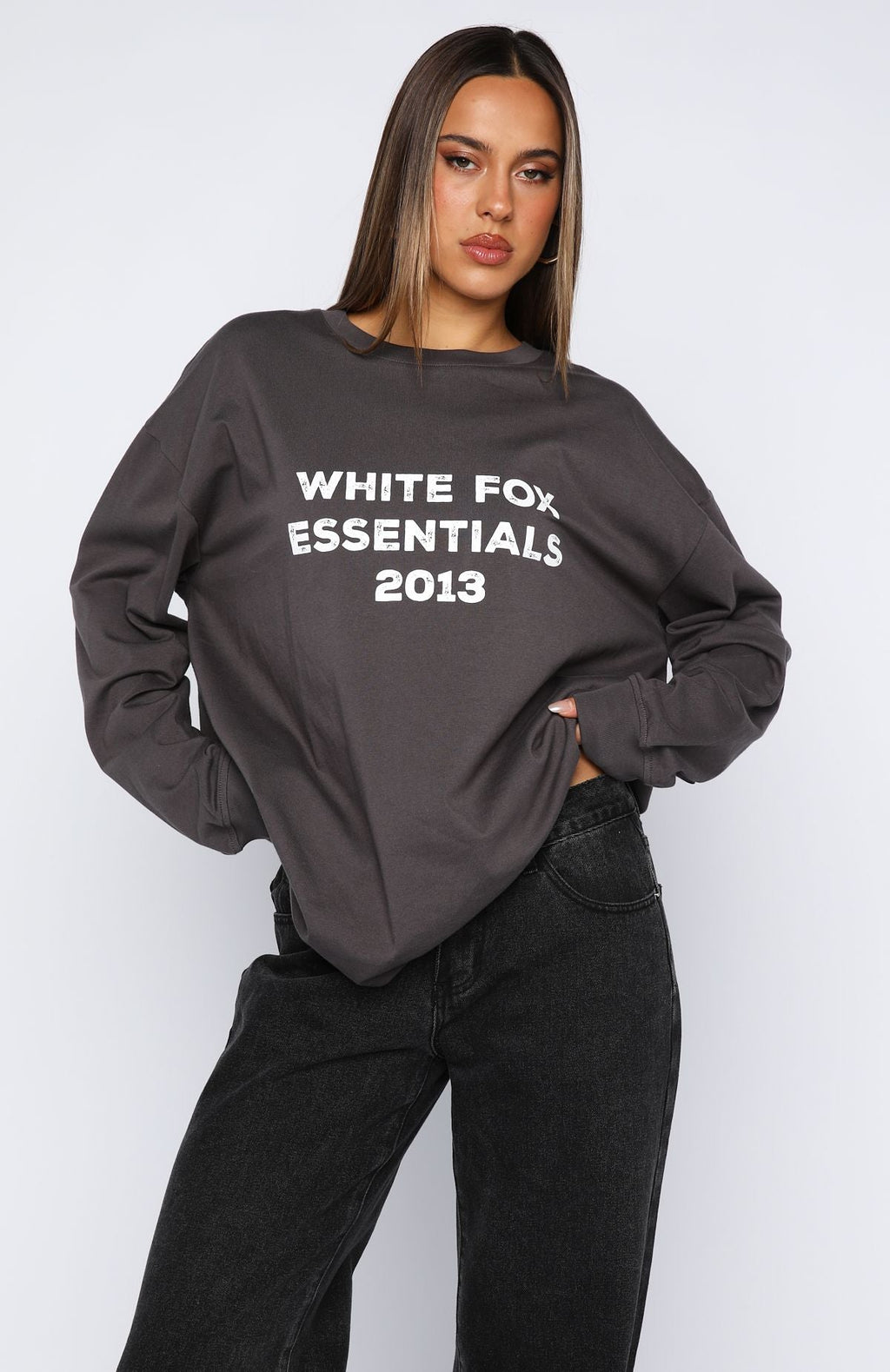 Feel The Vibe Long Sleeve Tee CharcoalXS/S