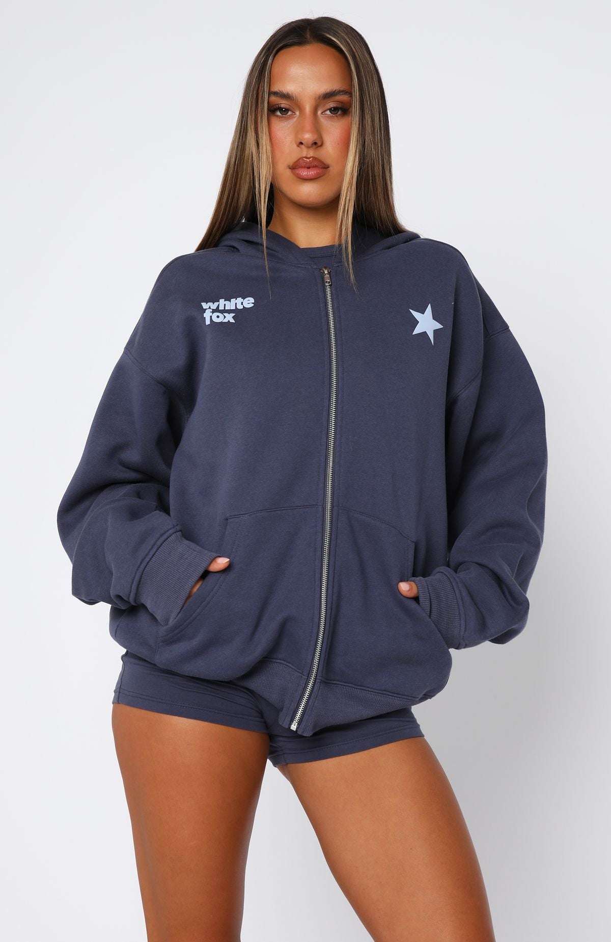 From The Archives Charli Zip Front Hoodie NavyXXS/XS