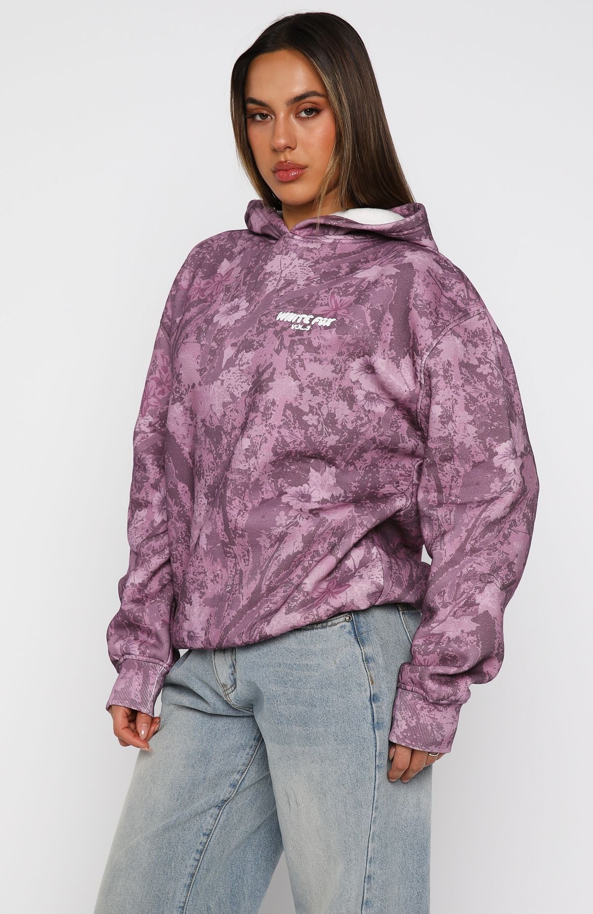 Offstage Printed Oversized Hoodie Berry FloralXS/S