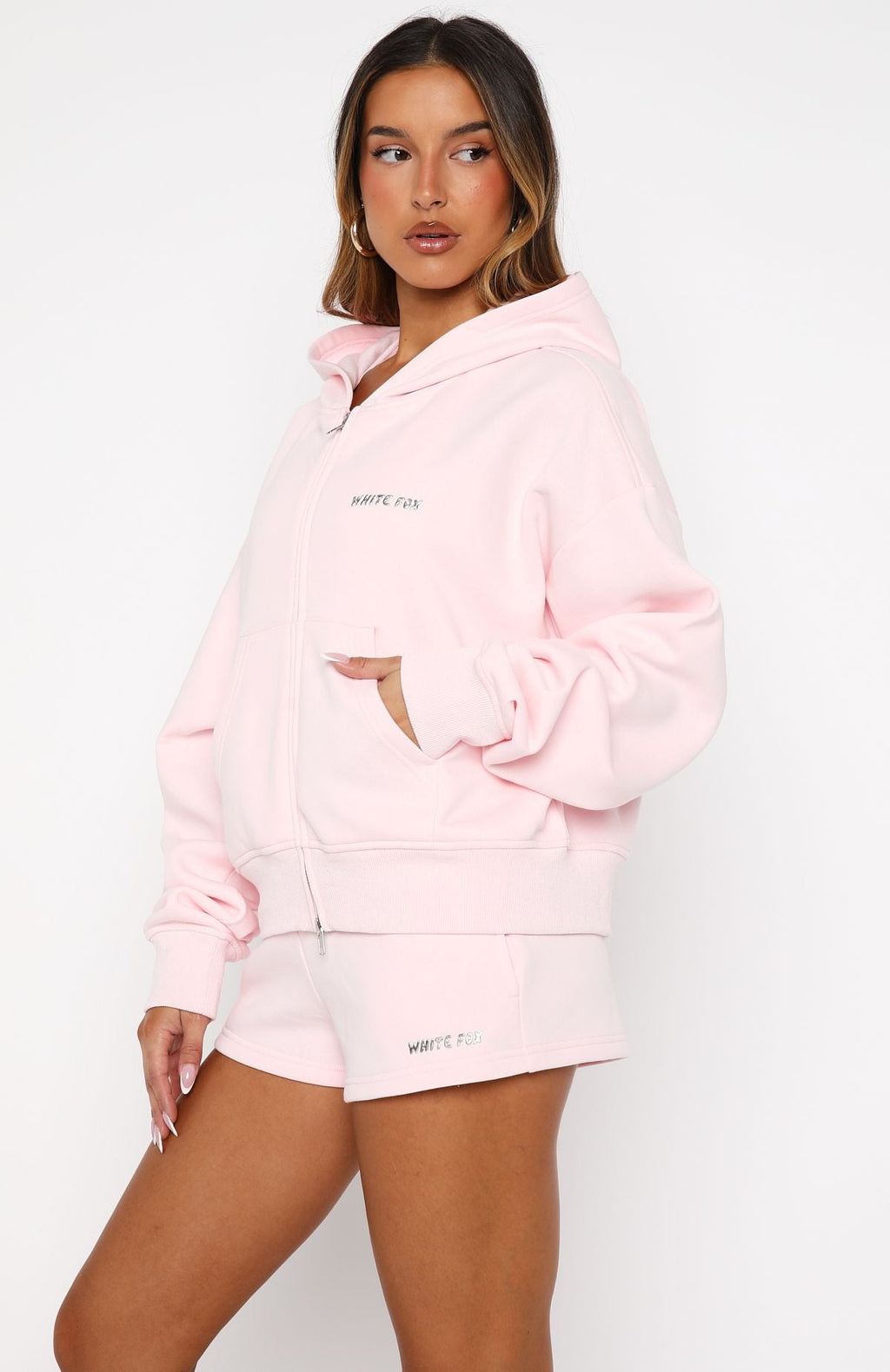 Test Drive Boxy Zip Front Hoodie Icy PinkXS/S