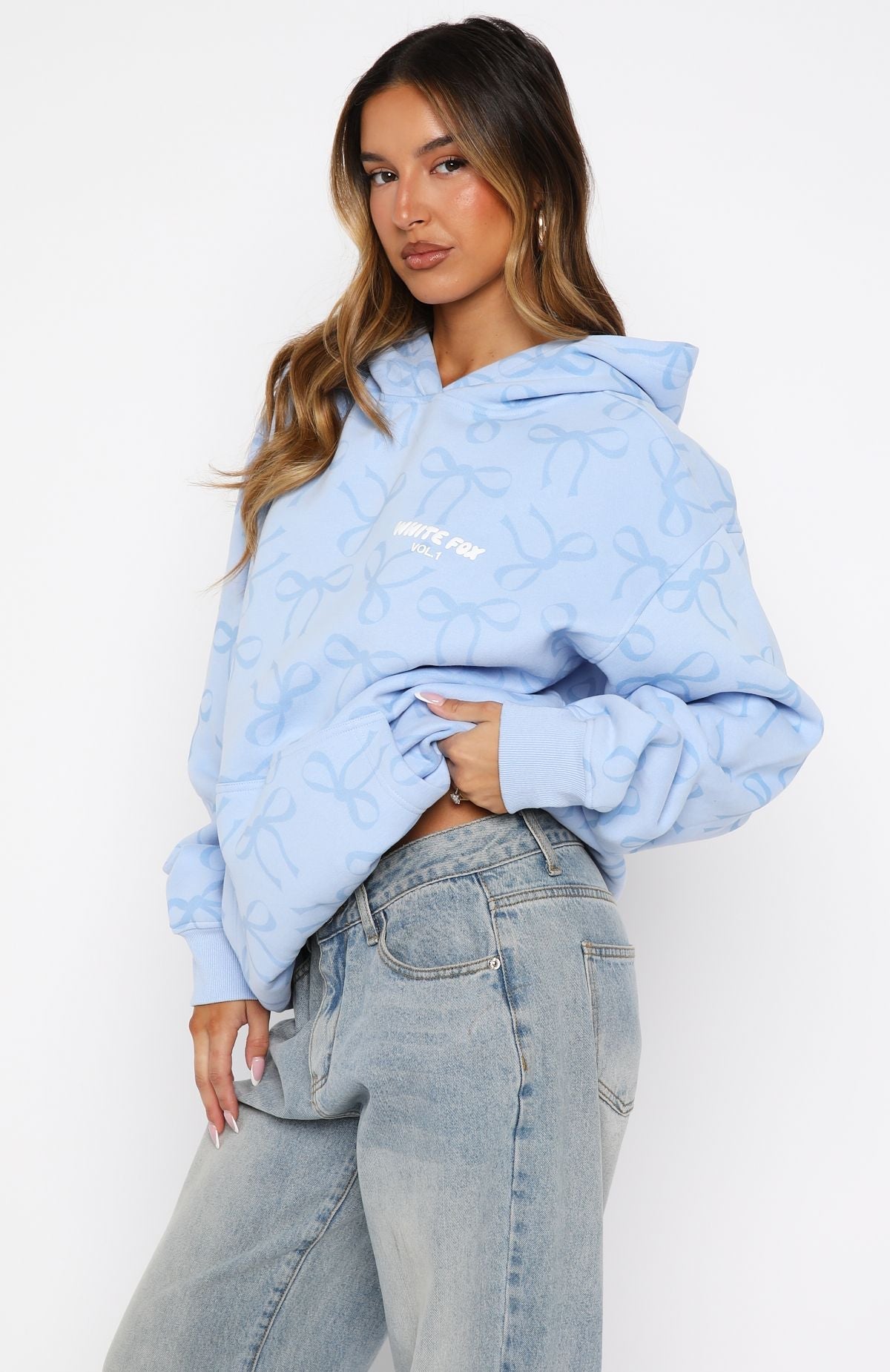 Vol. 1 Oversized Printed Hoodie Blue BowS/M