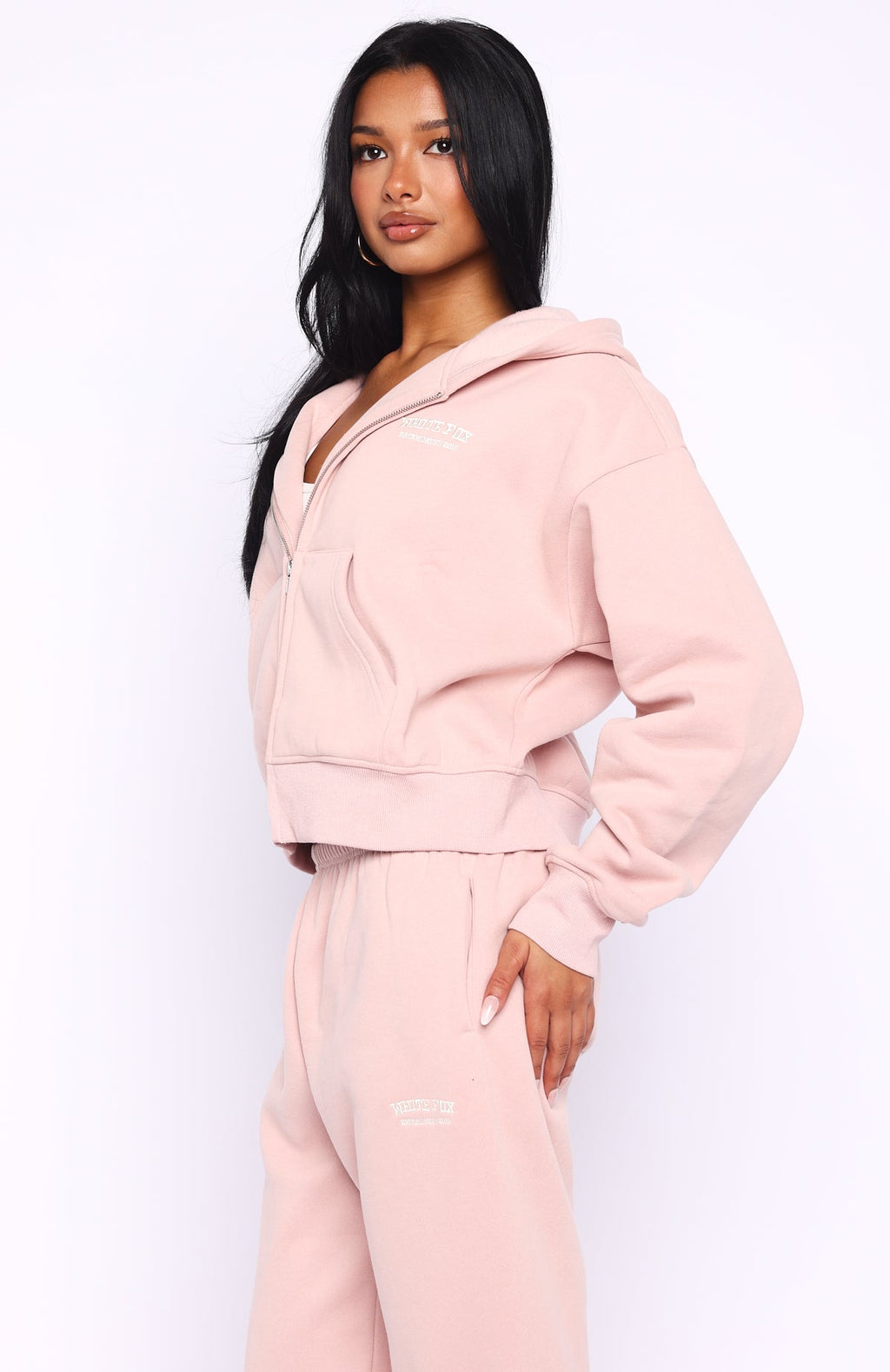 Can't Miss It Boxy Zip Front Hoodie Dusty PinkS/M