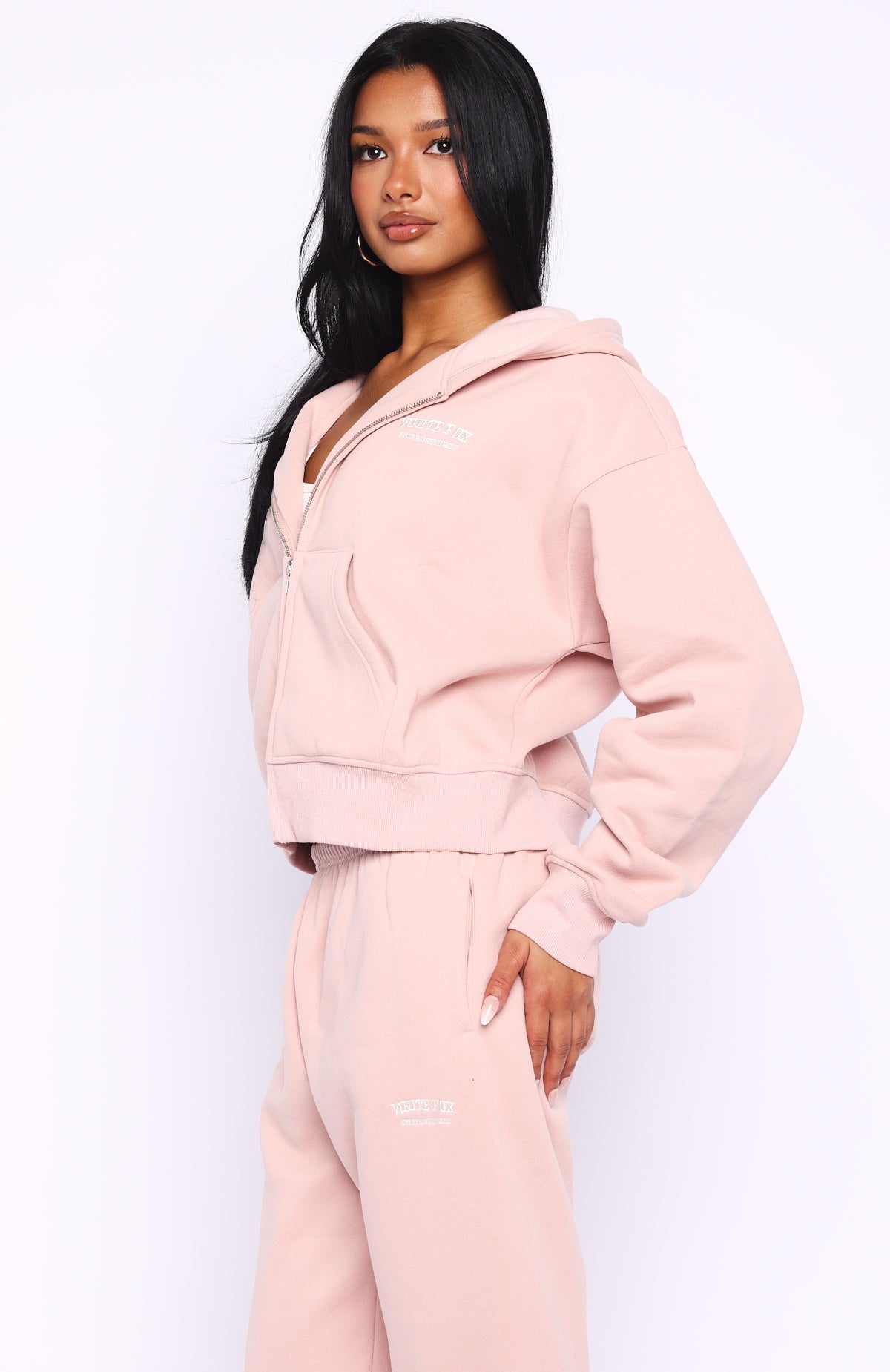 Can't Miss It Boxy Zip Front Hoodie Dusty PinkS/M