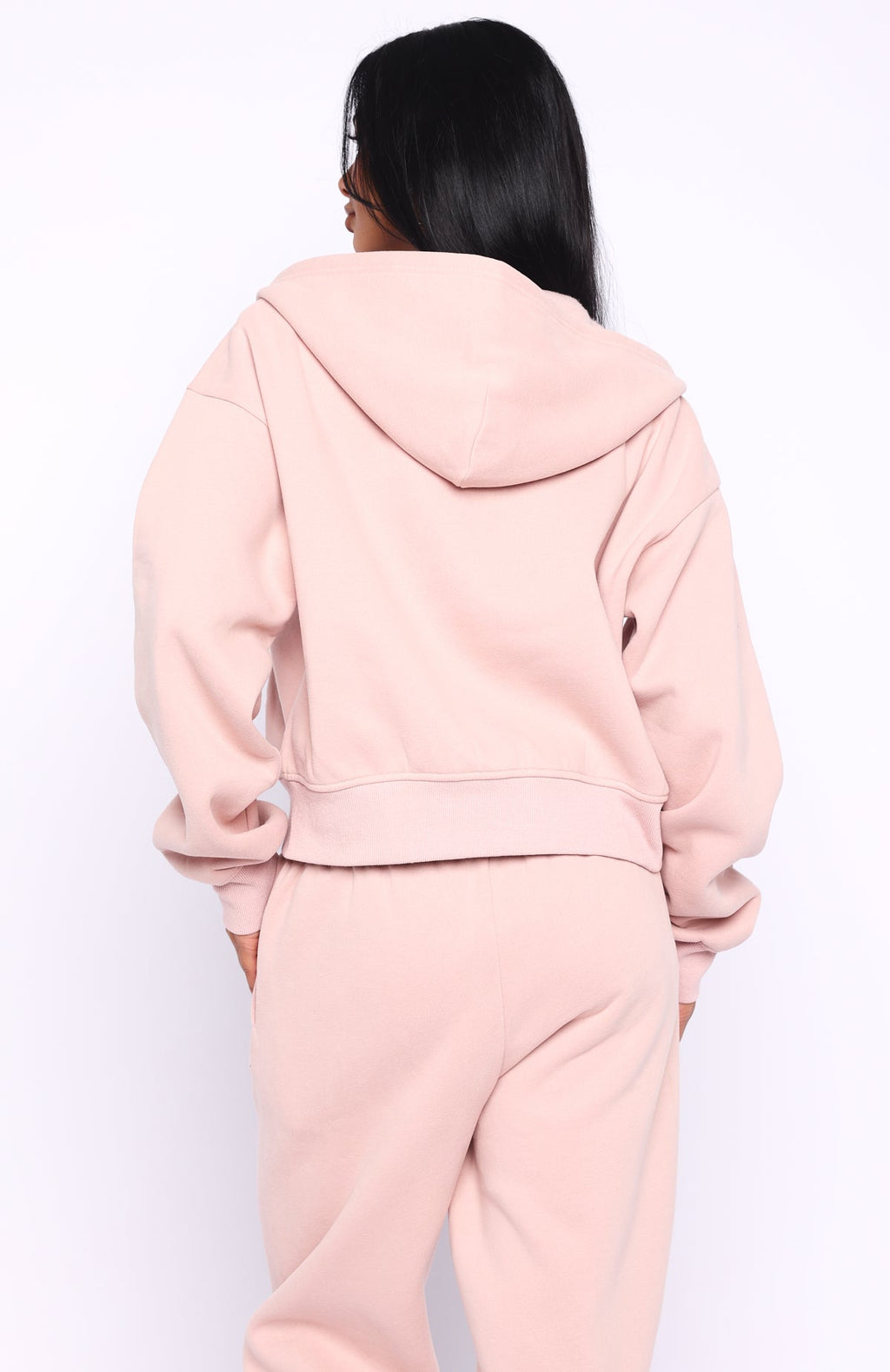 Can't Miss It Boxy Zip Front Hoodie Dusty PinkM/L
