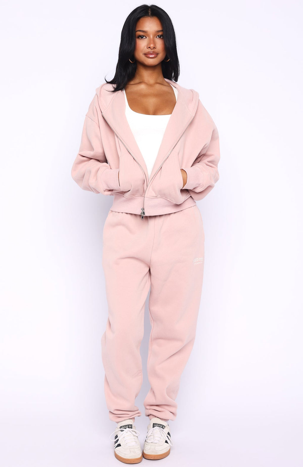 Can't Miss It Boxy Zip Front Hoodie Dusty PinkL/XL