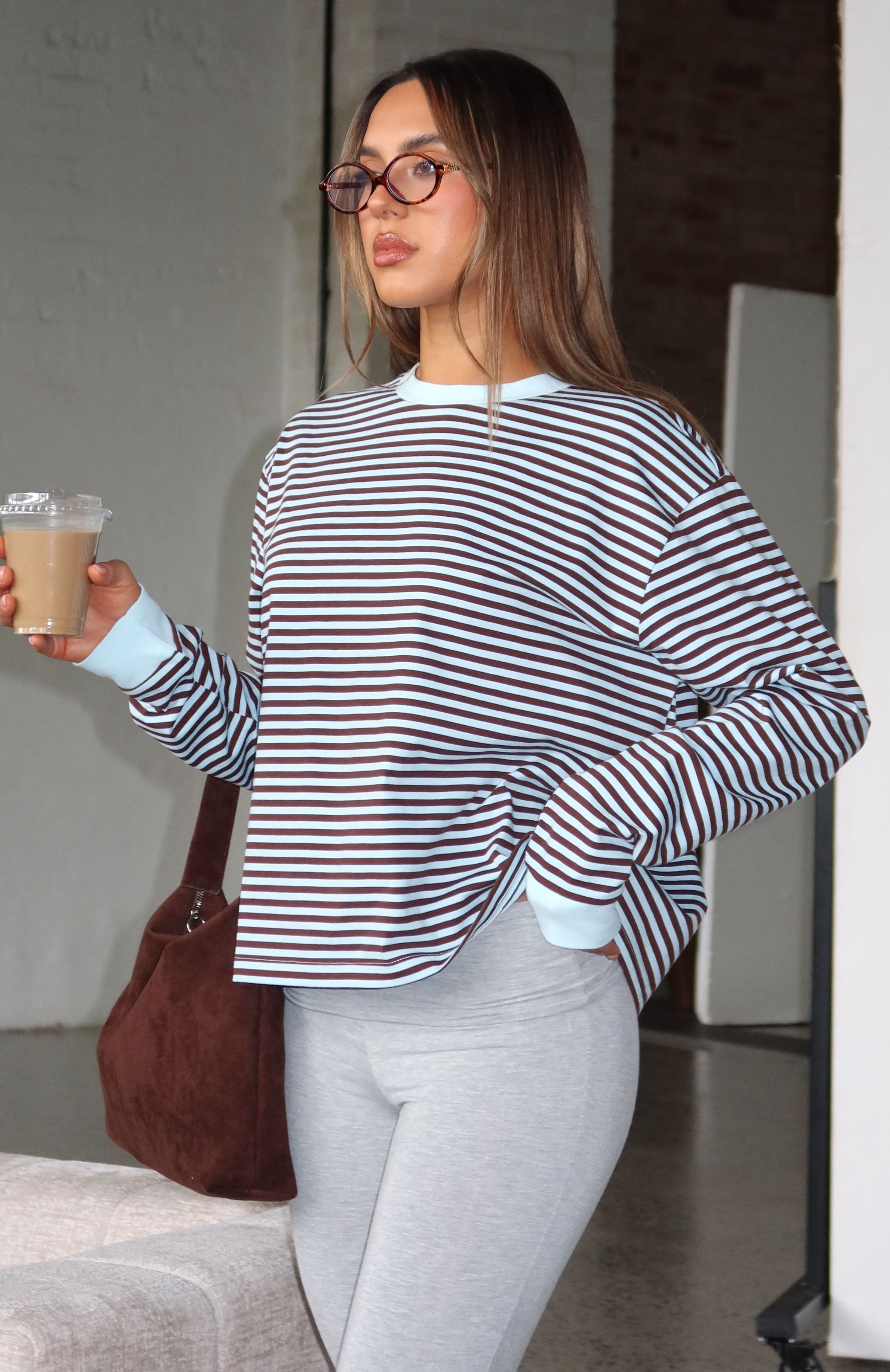 Catch The Drift Long Sleeve Tee Blue\/Choc Stripe