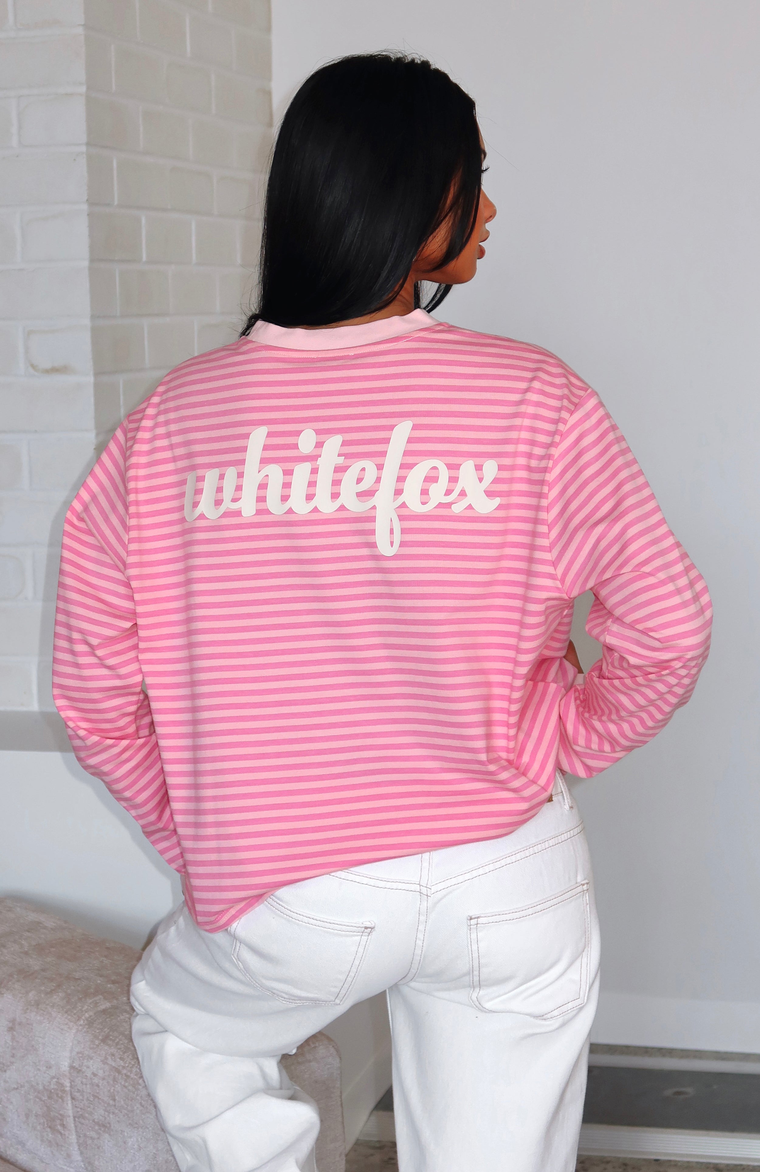 Catch The Drift Long Sleeve Tee Dark Pink\/Light Pink StripeXXS/XS