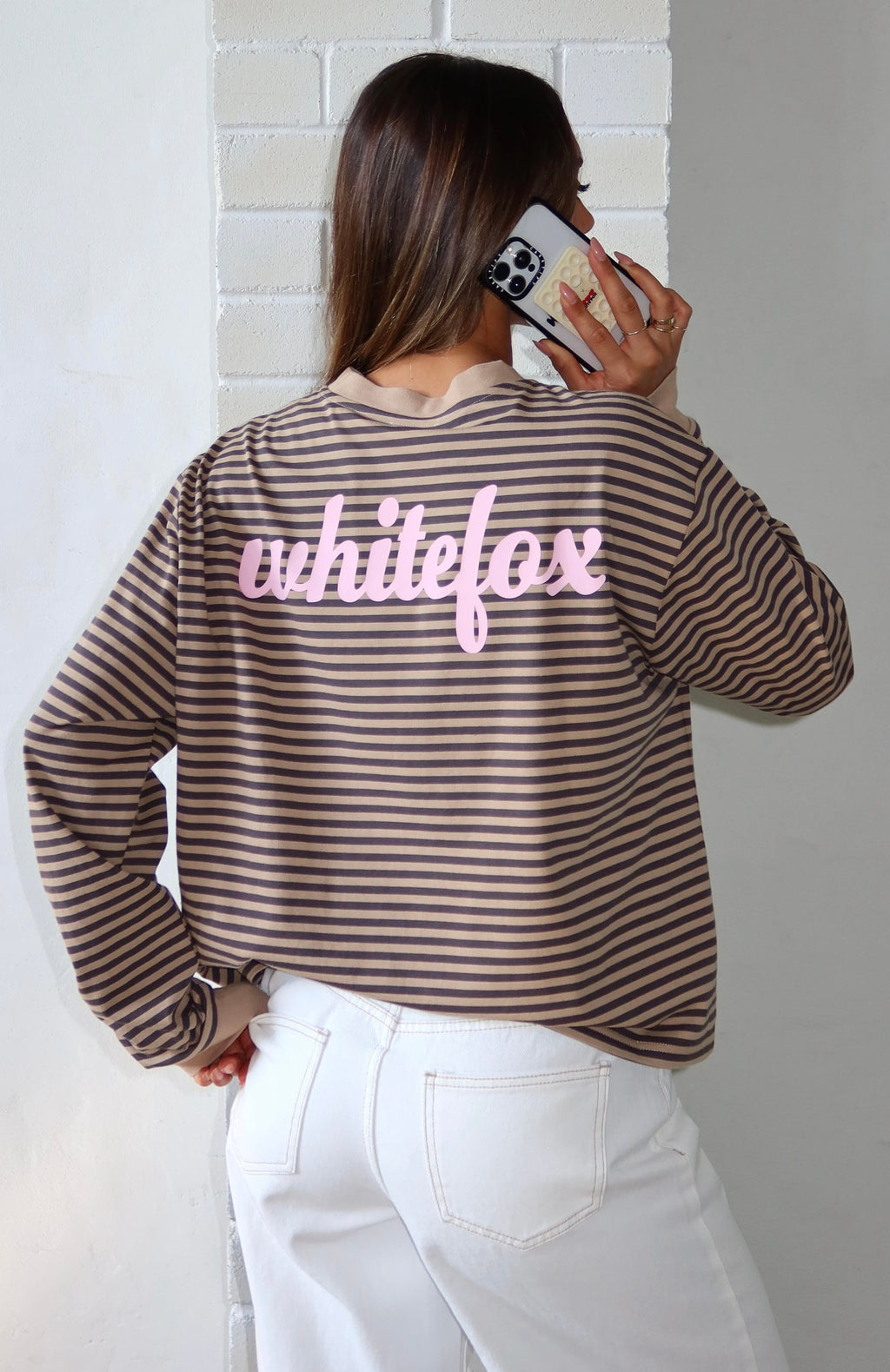 Catch The Drift Long Sleeve Tee Chocolate\/Tan StripeXXS/XS
