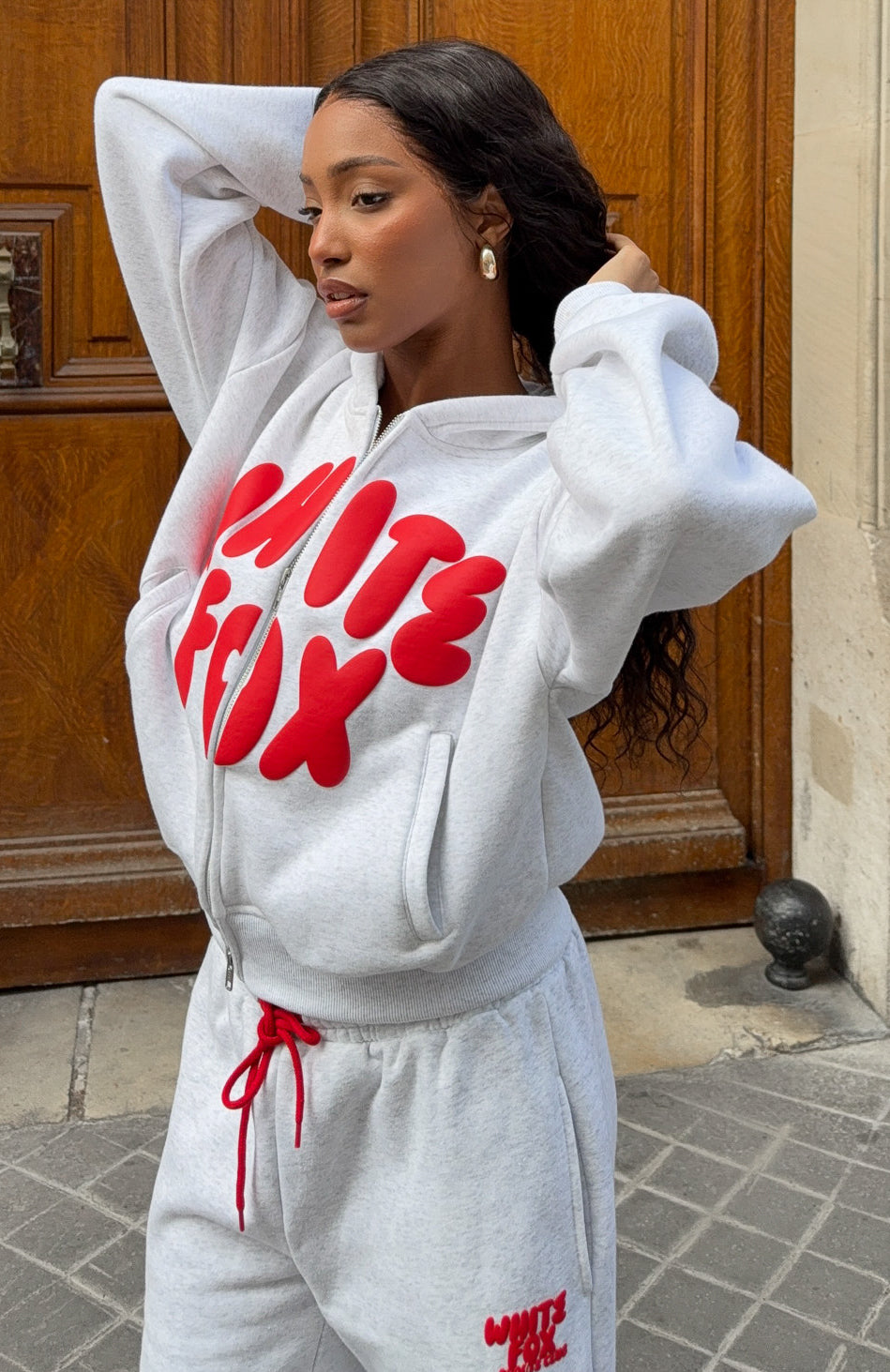 Club 14 Allie Boxy Zip Front Hoodie Grey Marle