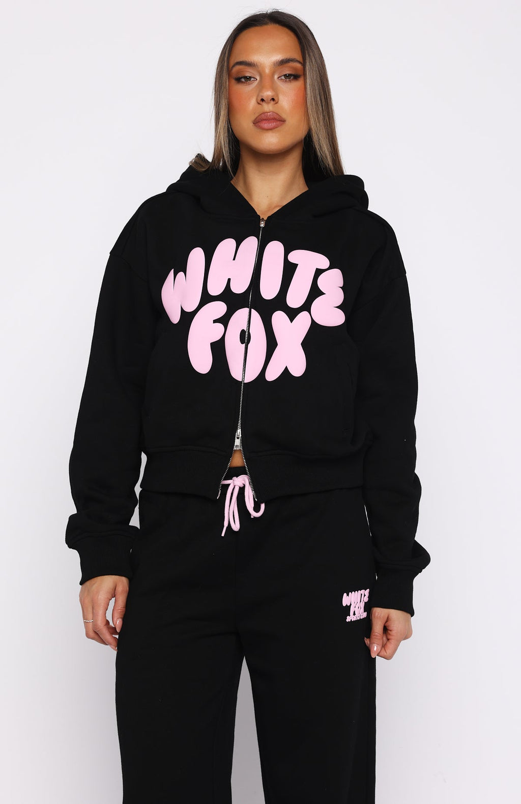 Club 14 Allie Boxy Zip Front Hoodie BlackXXS/XS