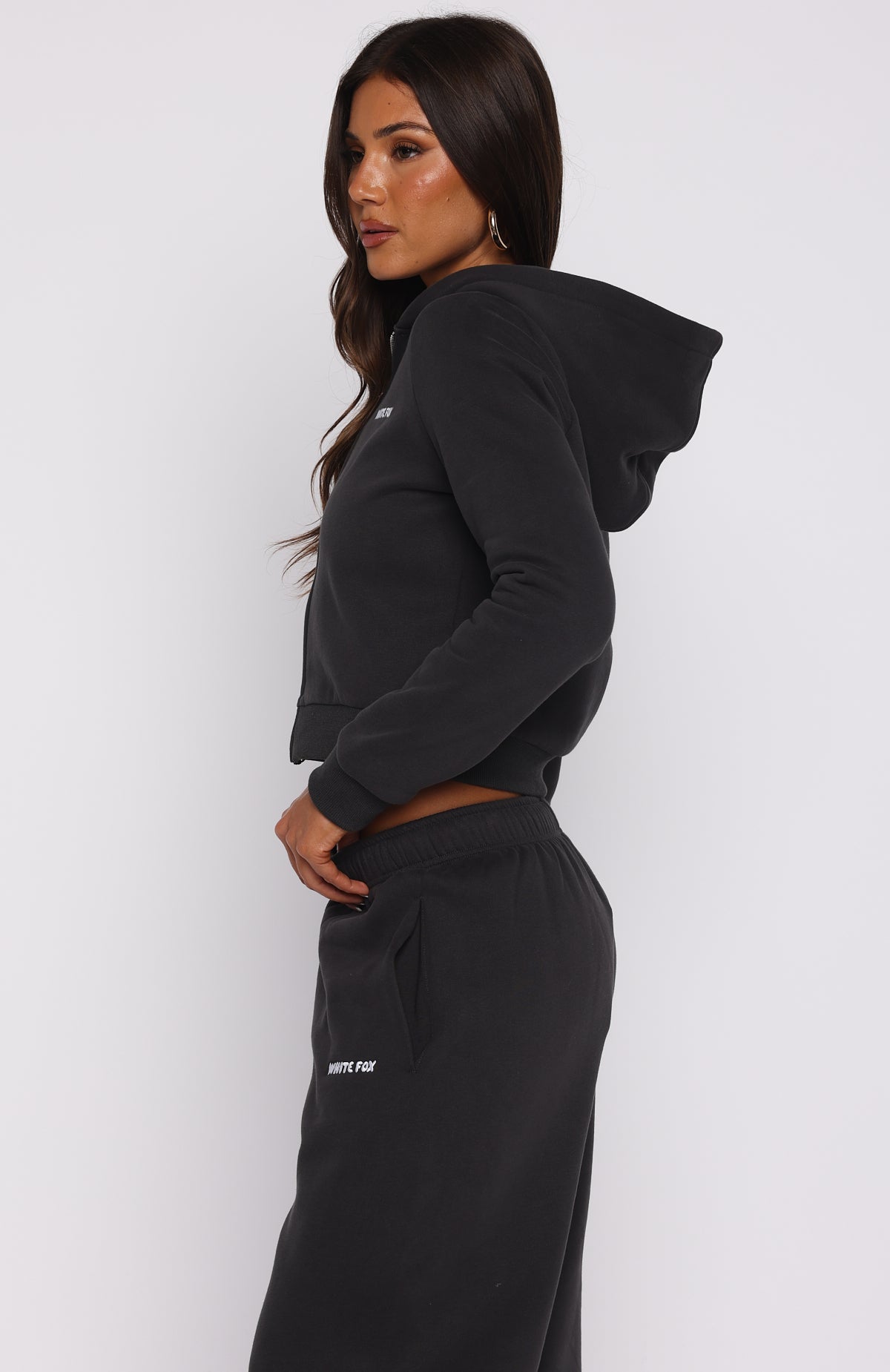 Comfy And Cute Slim Zip Front Hoodie CharcoalS