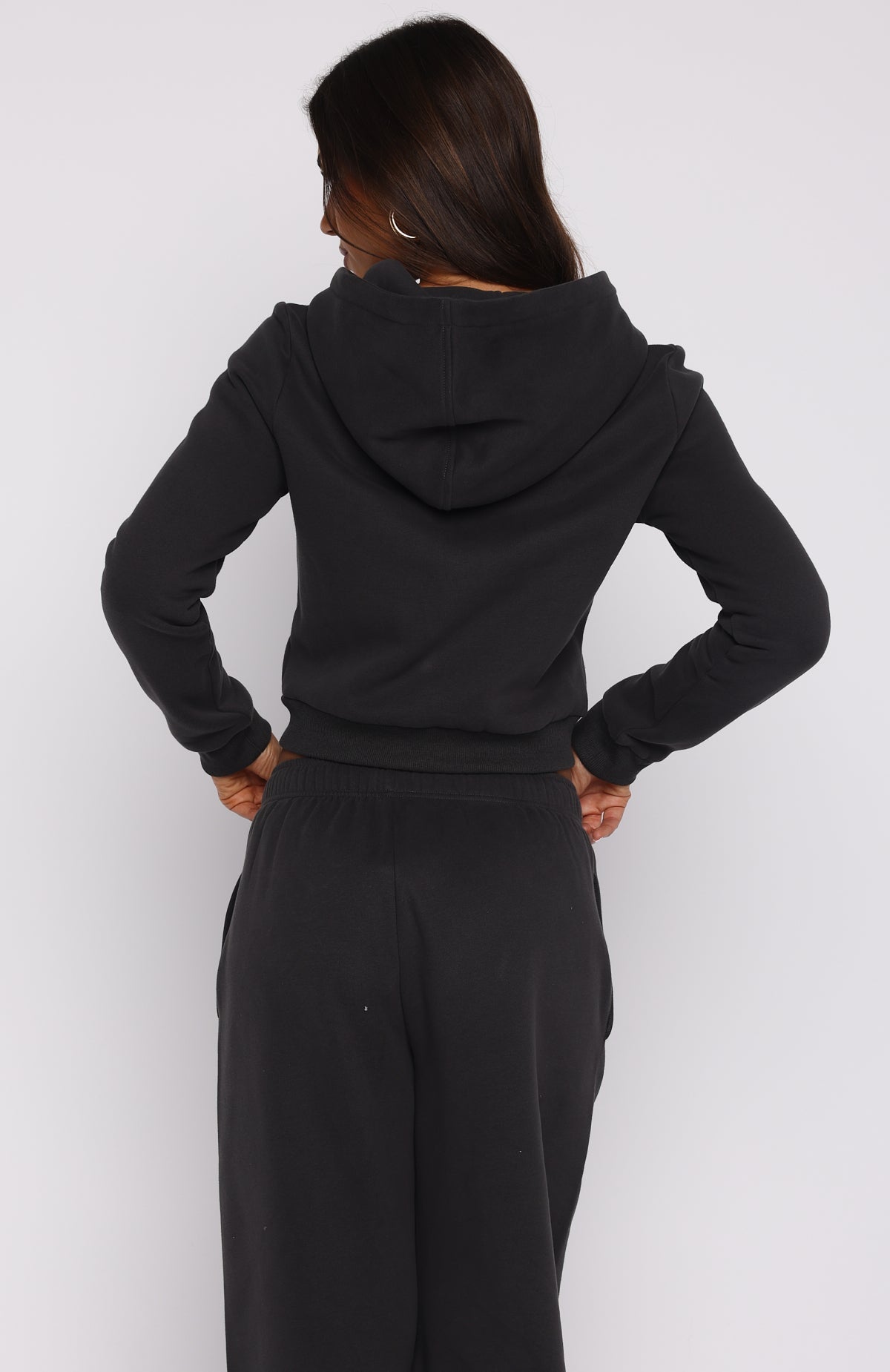 Comfy And Cute Slim Zip Front Hoodie CharcoalM