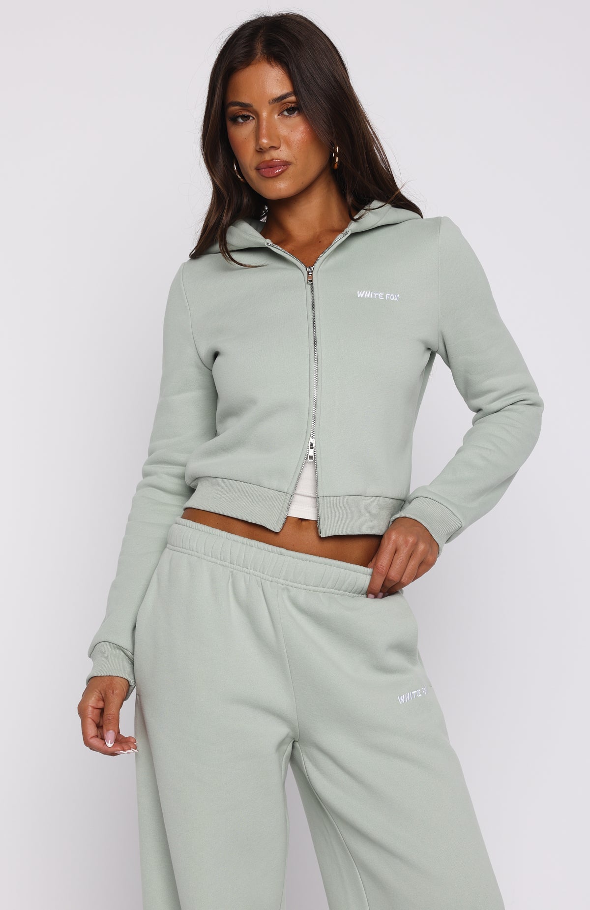 Comfy And Cute Slim Zip Front Hoodie SeafoamXS