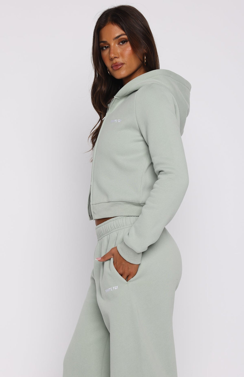 Comfy And Cute Slim Zip Front Hoodie SeafoamS
