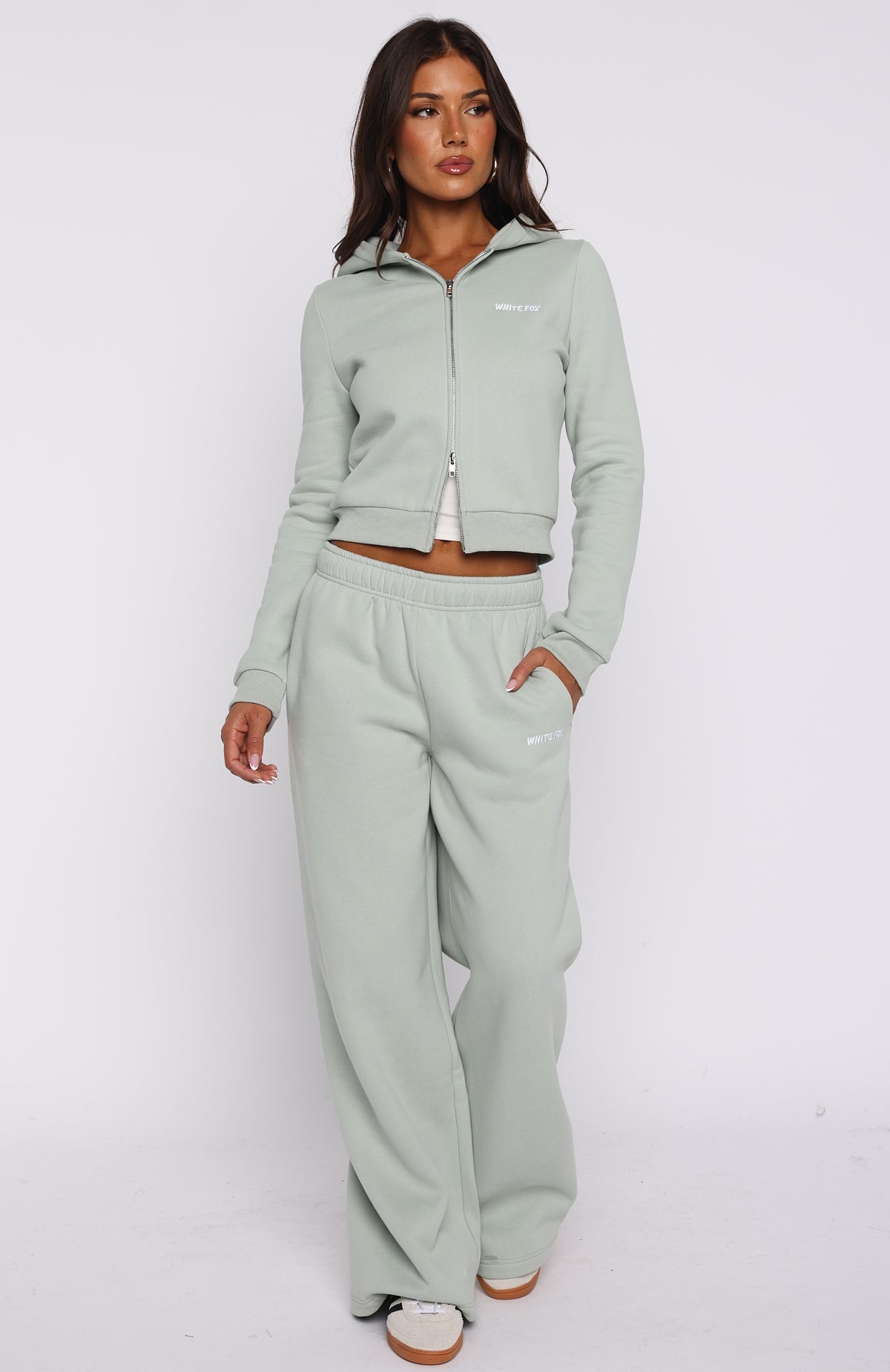 Comfy And Cute Slim Zip Front Hoodie SeafoamL