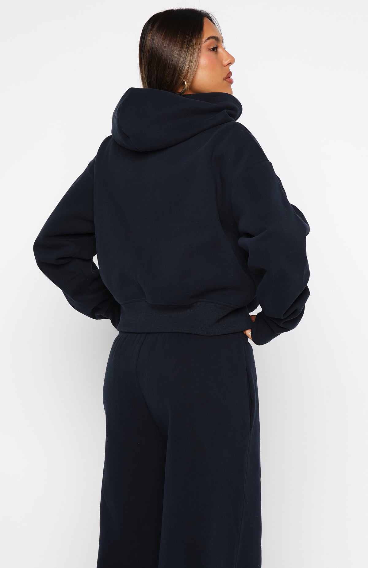 Daydreamers Madeline Boxy Zip Front Hoodie NavyS/M