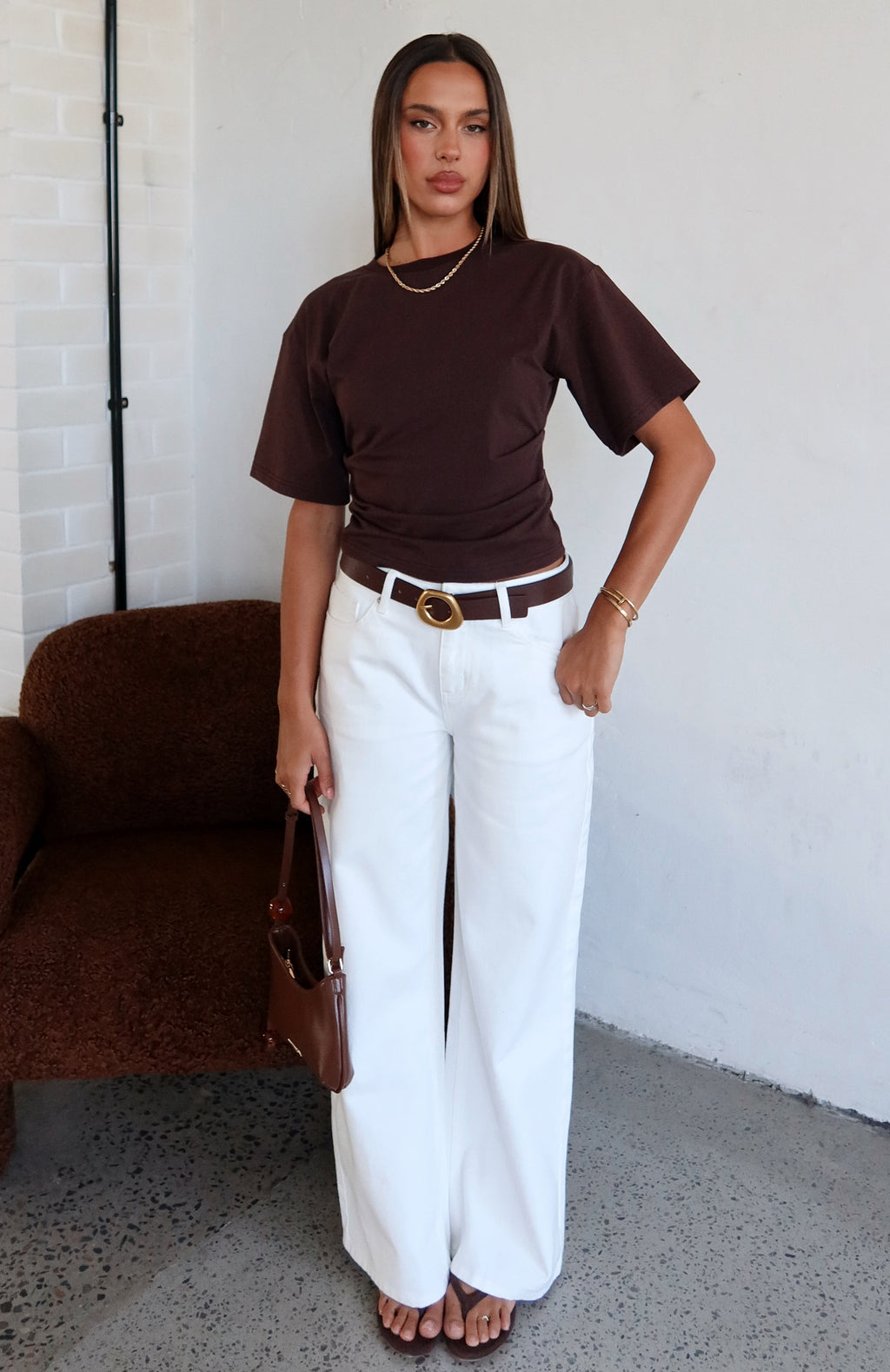 Destination Unknown Boxy Tee ChocolateL