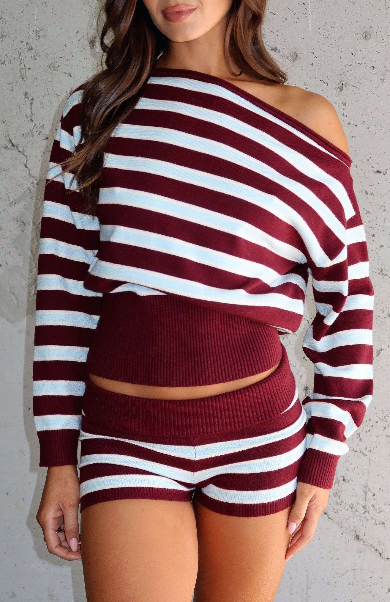 Everything To Everybody Sweater Burgundy StripeXS/S